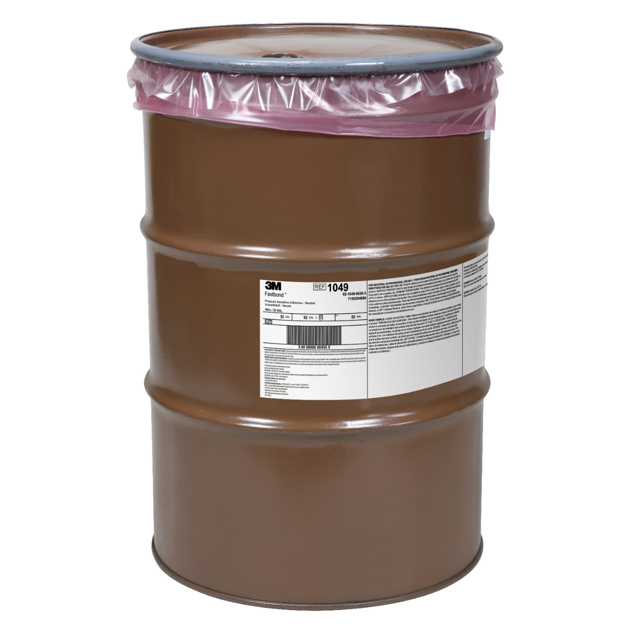 7100304690 - 3M Fastbond Pressure Sensitive Adhesive 1049, Neutral, 55 Gallon Open Head Drum (52 Gallon Net)