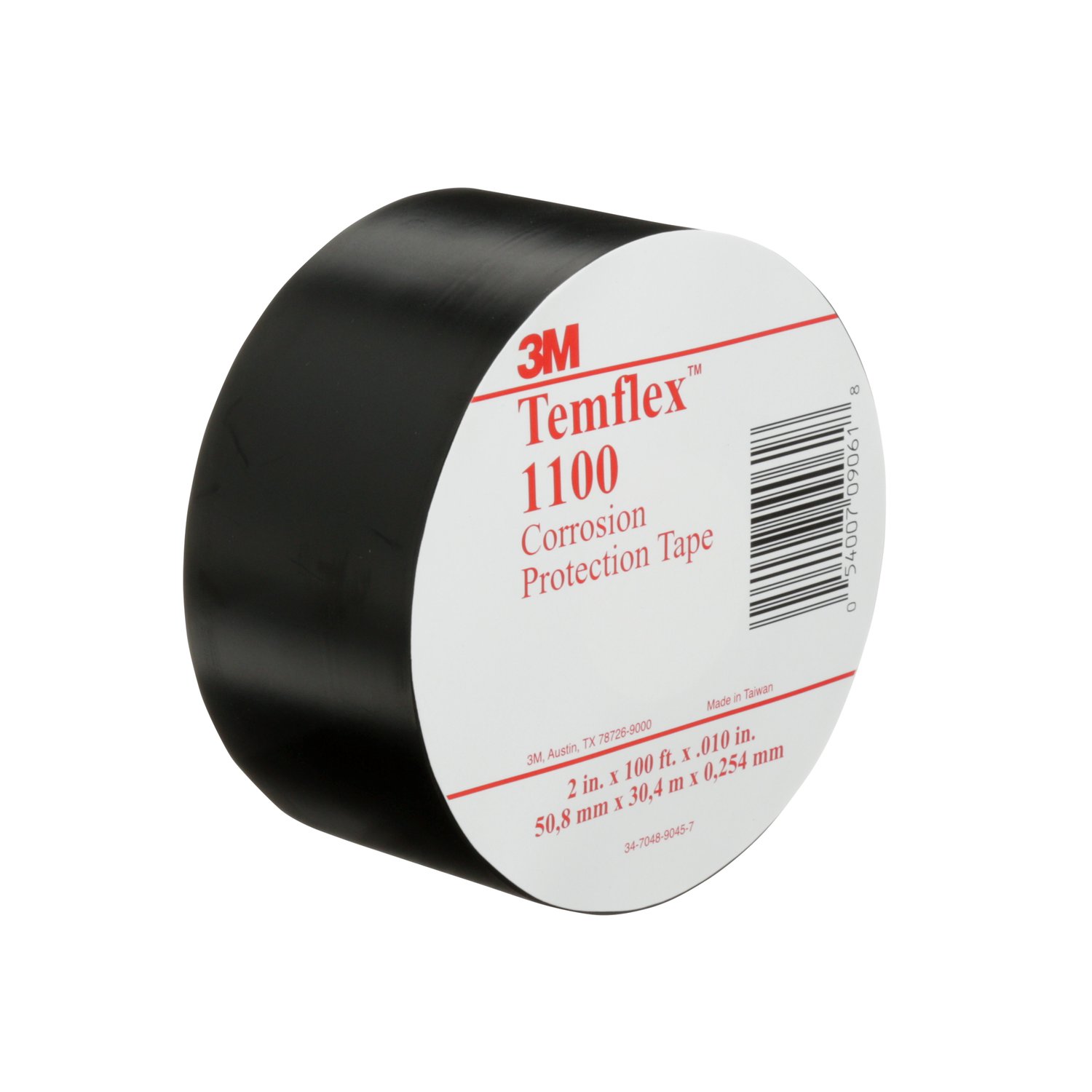 7000005813 - 3M Temflex Vinyl Corrosion Protection Tape 1100, 2 in x 100 ft, Unprinted, Black, 24 rolls/Case