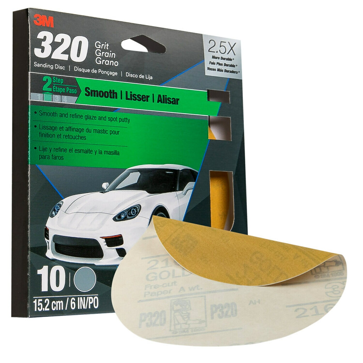 7010300624 - 3M Sanding Discs with Stikit Attachment 10 Pack, 31446, 6 in, 320 grit, 10 packs per case