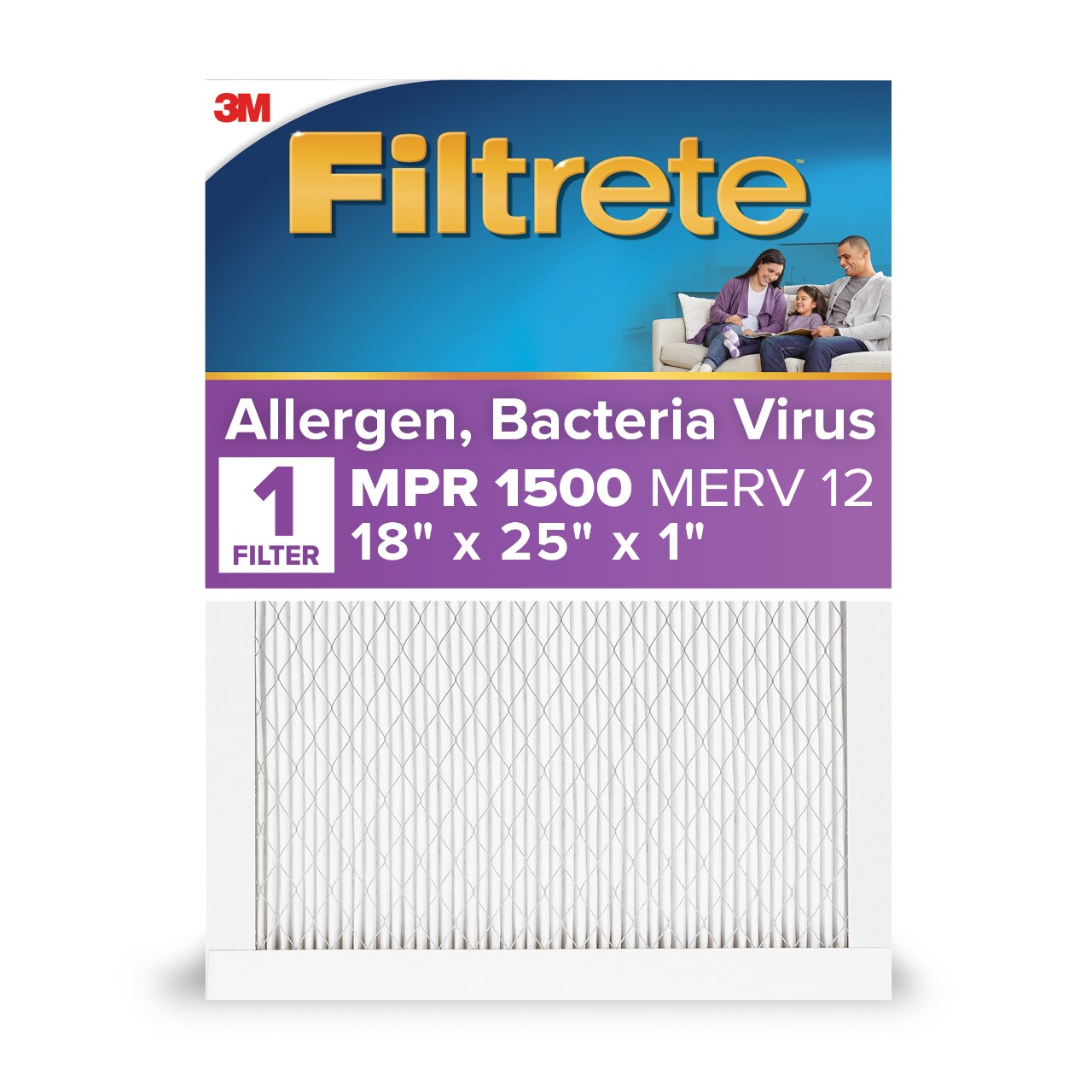 7100330000 - Filtrete High Performance Air Filter 1500 MPR 2046-4, 18 in x 25 in x 1 in (45.7 cm x 63.5 cm x 2.5 cm)