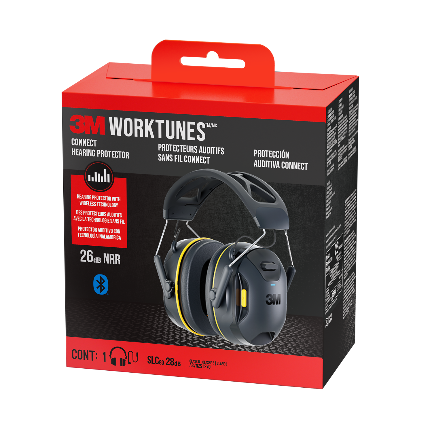 7100330302 - 3M WorkTunes Connect Wireless Hearing Protector with Bluetooth Technology 90570-DC, 4/Case