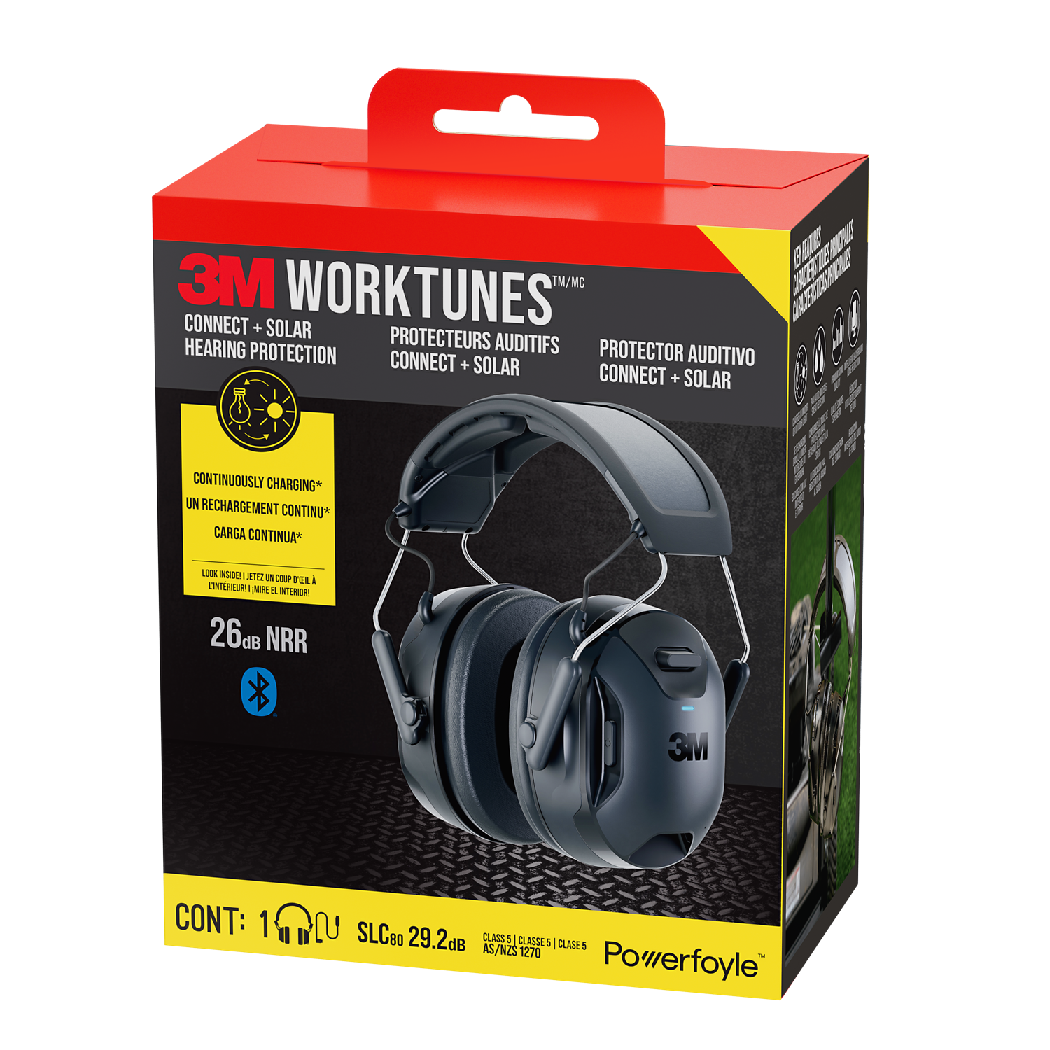 7100330324 - 3M WorkTunes Connect + Solar Wireless Hearing Protector with Bluetooth Technology 90573-DC, 3/Case