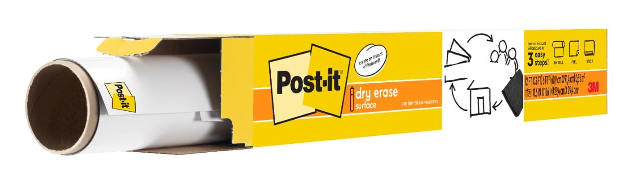 7100315836 - Post-it Super Sticky Dry Erase Surface DEF3x2, 2 ft x 3 ft (60.9 cm x 91.4 cm)