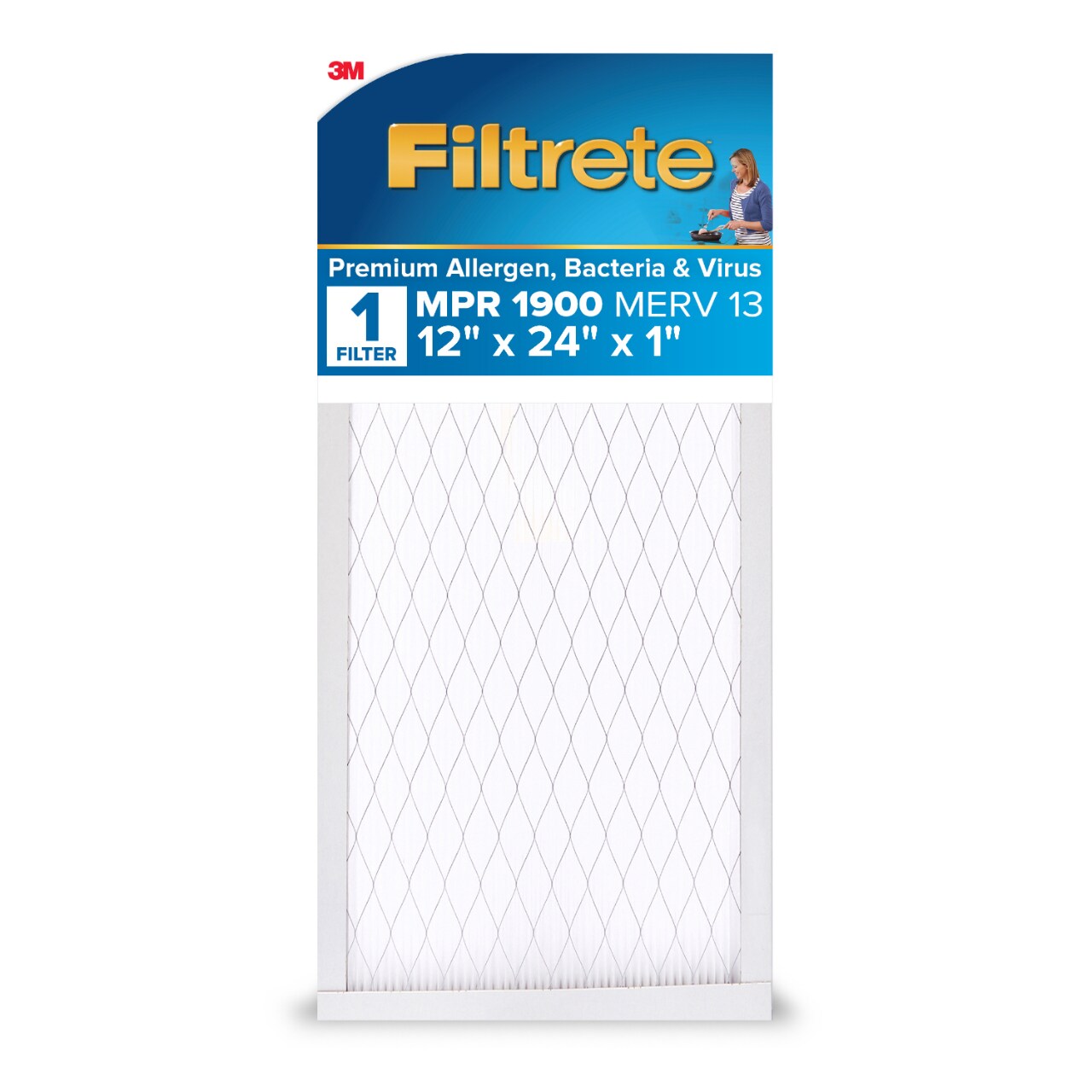 7100329986 - Filtrete High Performance Air Filter 1900 MPR UA20-4, 12 in x 24 in x 1 in (30.4 cm x 60.9 cm x 2.5 cm)