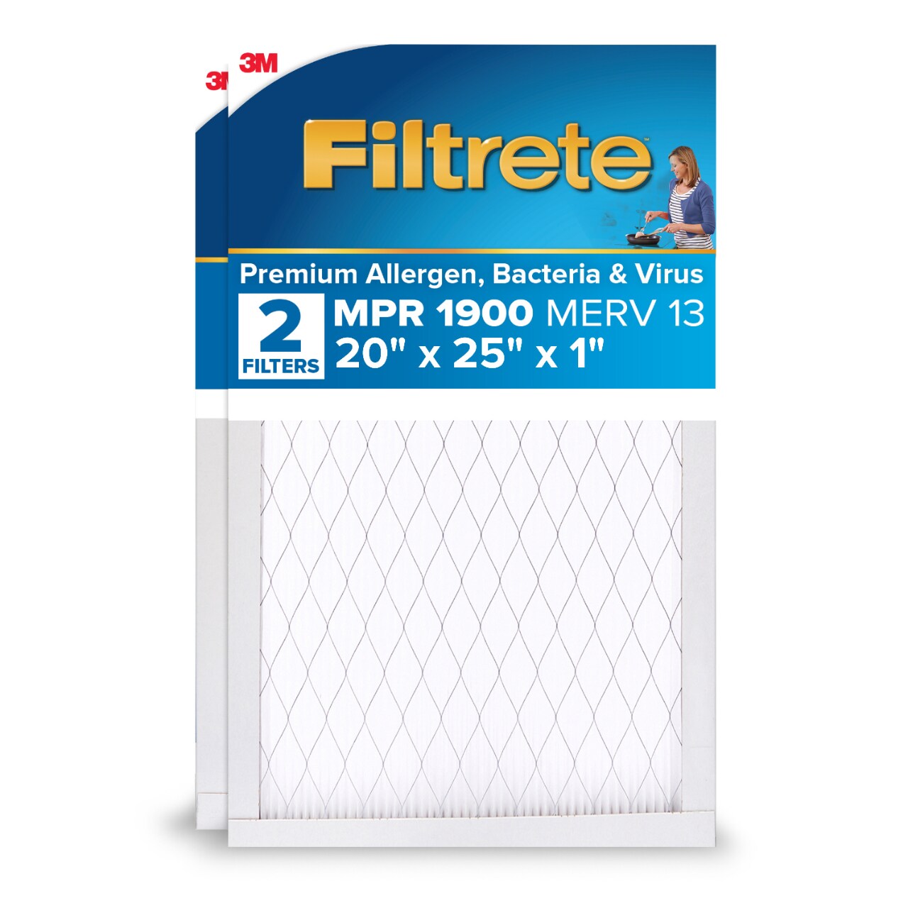 7100308408 - Filtrete High Performance Air Filter 1900 MPR UT03-2PK-1E, 20 in x 25 in x 1 in (50.8 cm x 63.5 cm x 2.5 cm)