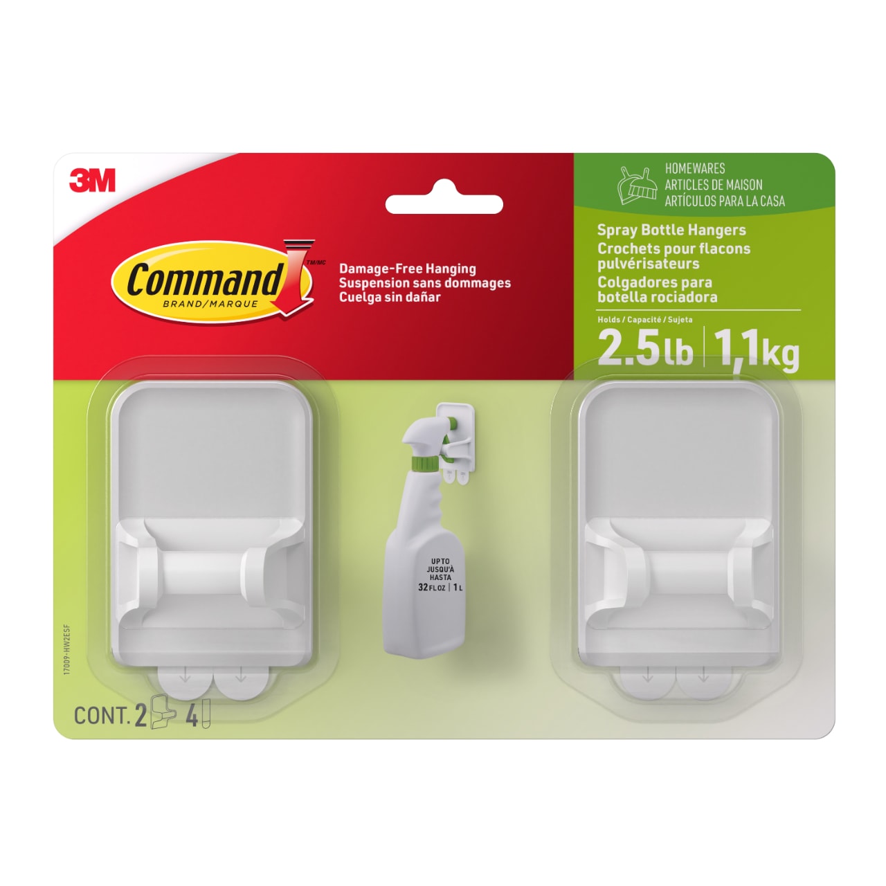 7100370091 - Command Spray Bottle Hangers 17009-HW2ESF, 2 pack