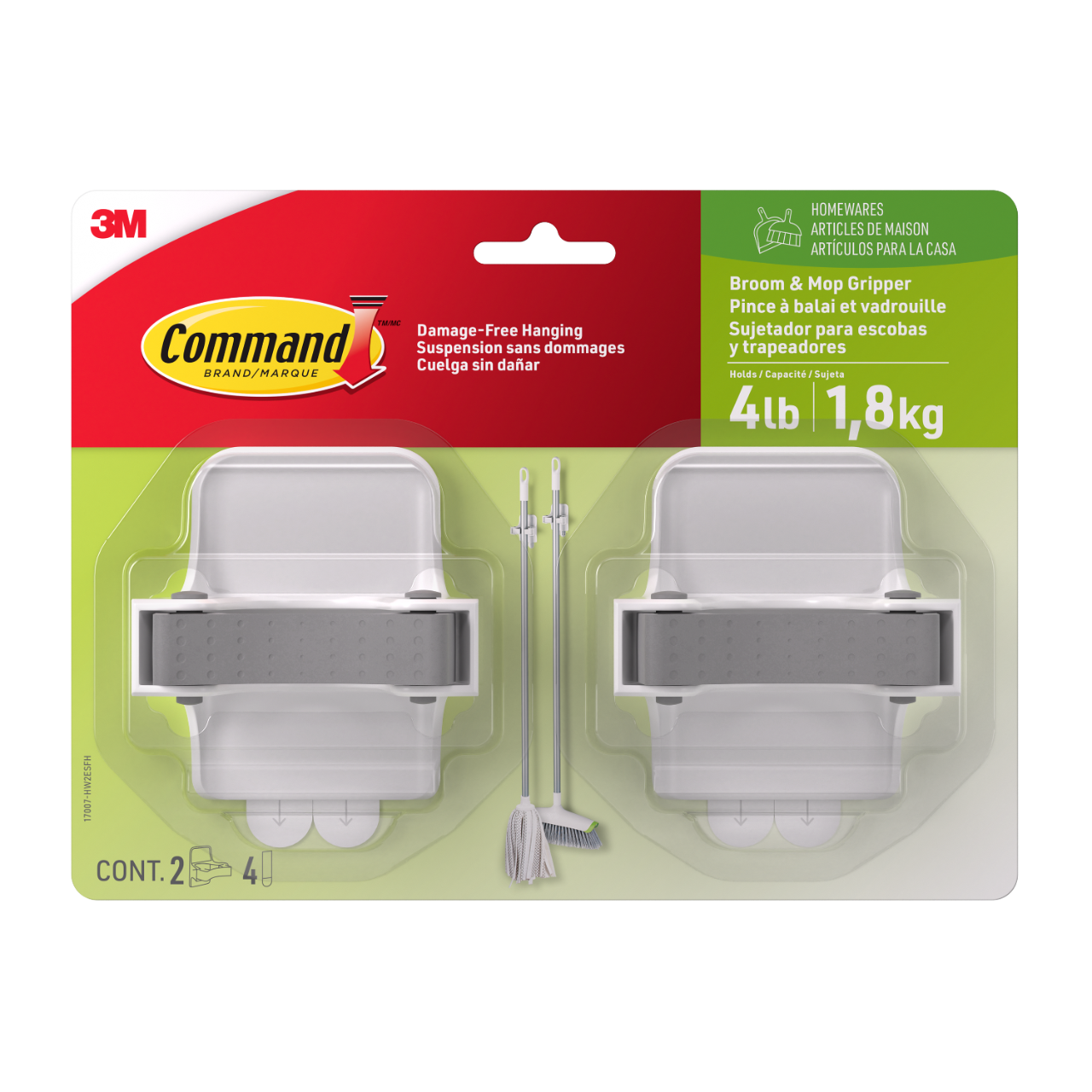 7100370757 - Command Broom Gripper 17007-HW2ESFH, 2 pack