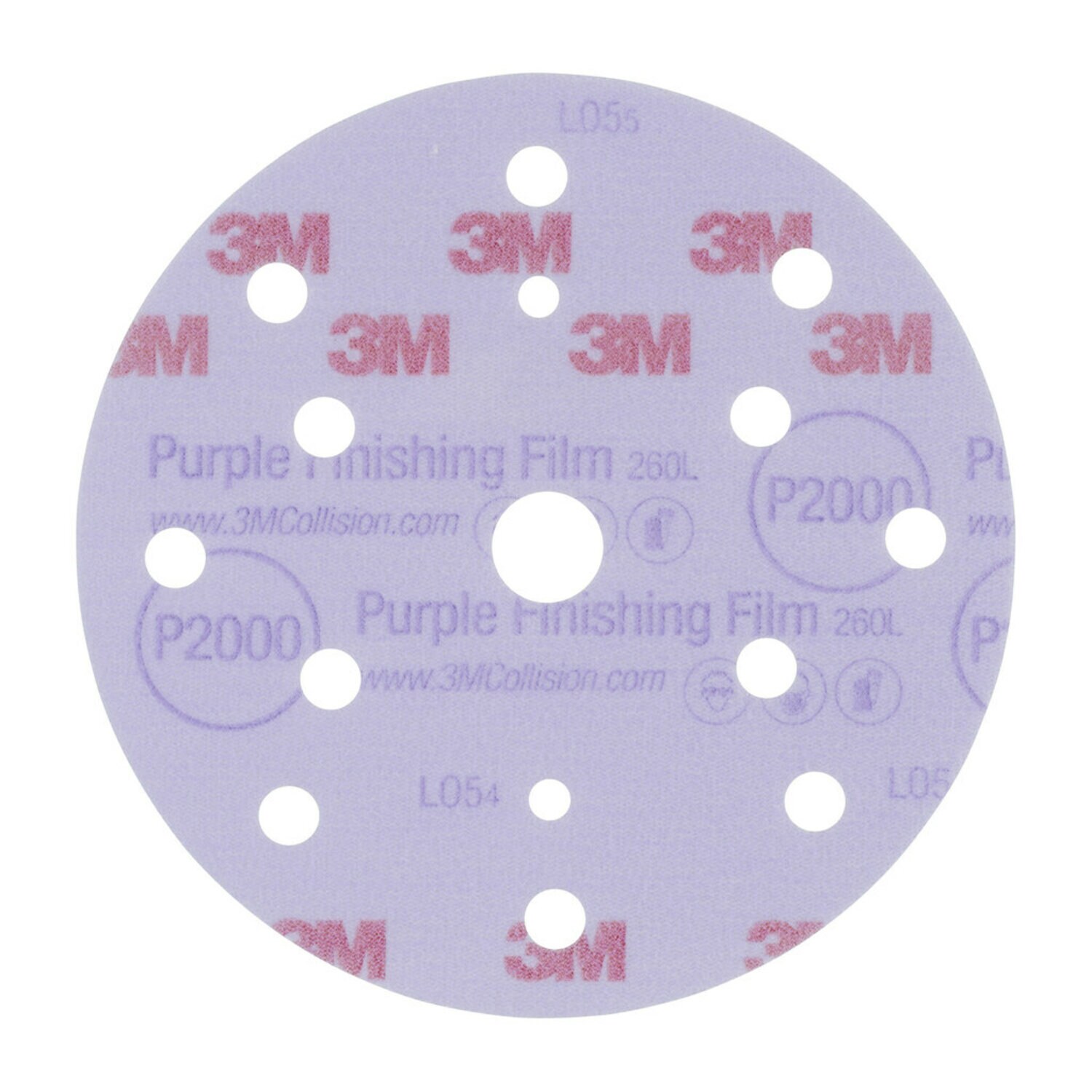 7100123049 - 3M Hookit Finishing Film Abrasive Disc 260L, 51304, 6 in, Dust Free, P2000, 50 discs per carton, 4 cartons per case