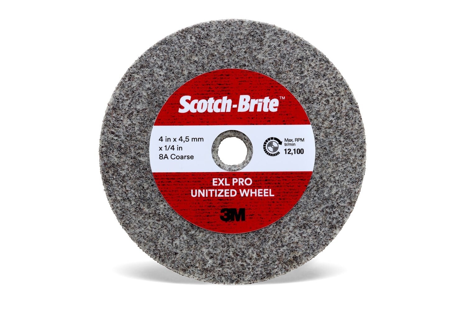 7100136383 - Scotch-Brite EXL PRO Unitized Wheel, EX-UW, 8A Coarse, 8 in x 4.5 mm x 1 in, 10 ea/Case