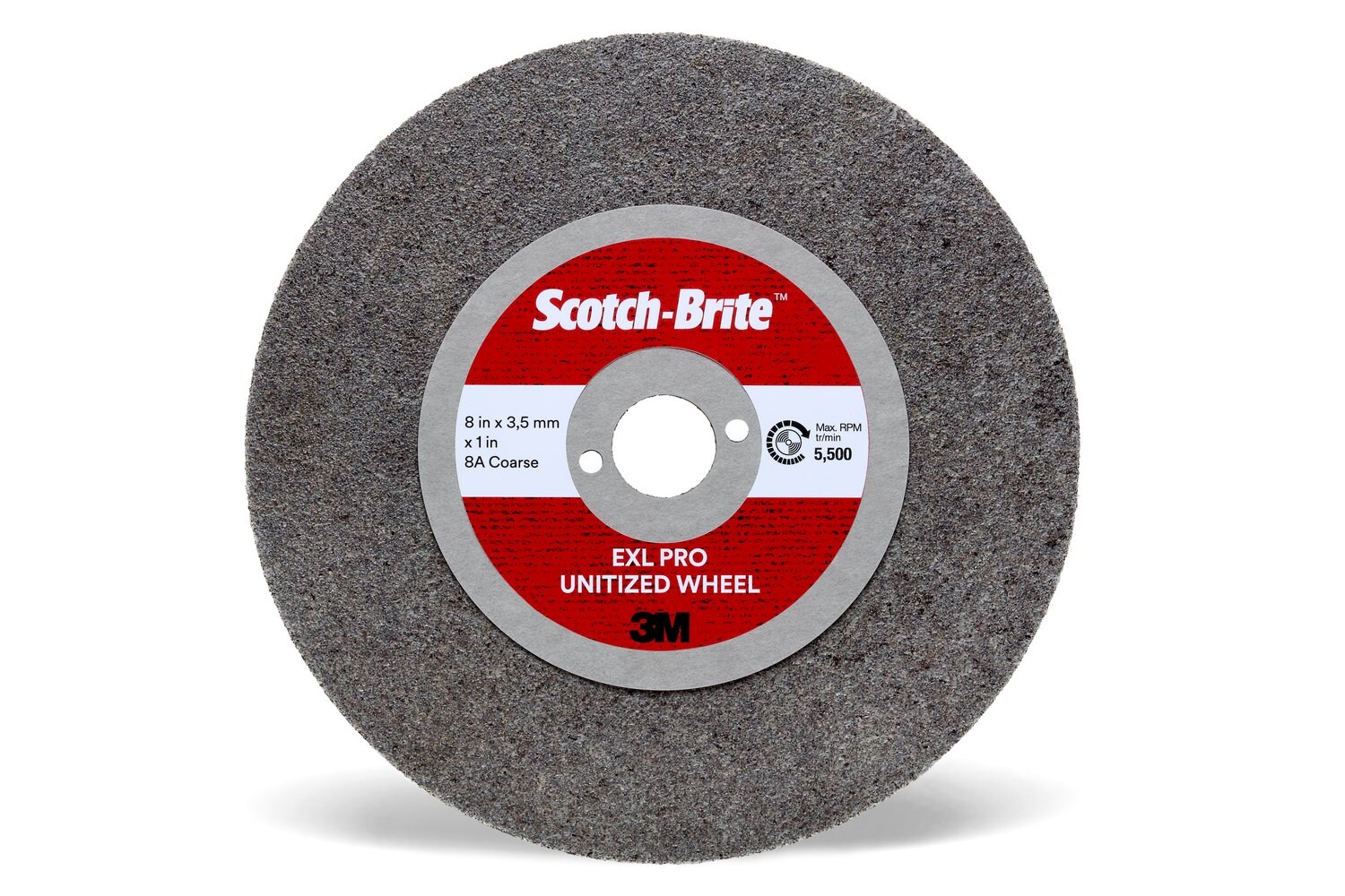 7100133704 - Scotch-Brite EXL PRO Unitized Wheel, EX-UW, 8A Coarse, 3 in x 3.7 mm x 3/8 in, 40 ea/Case