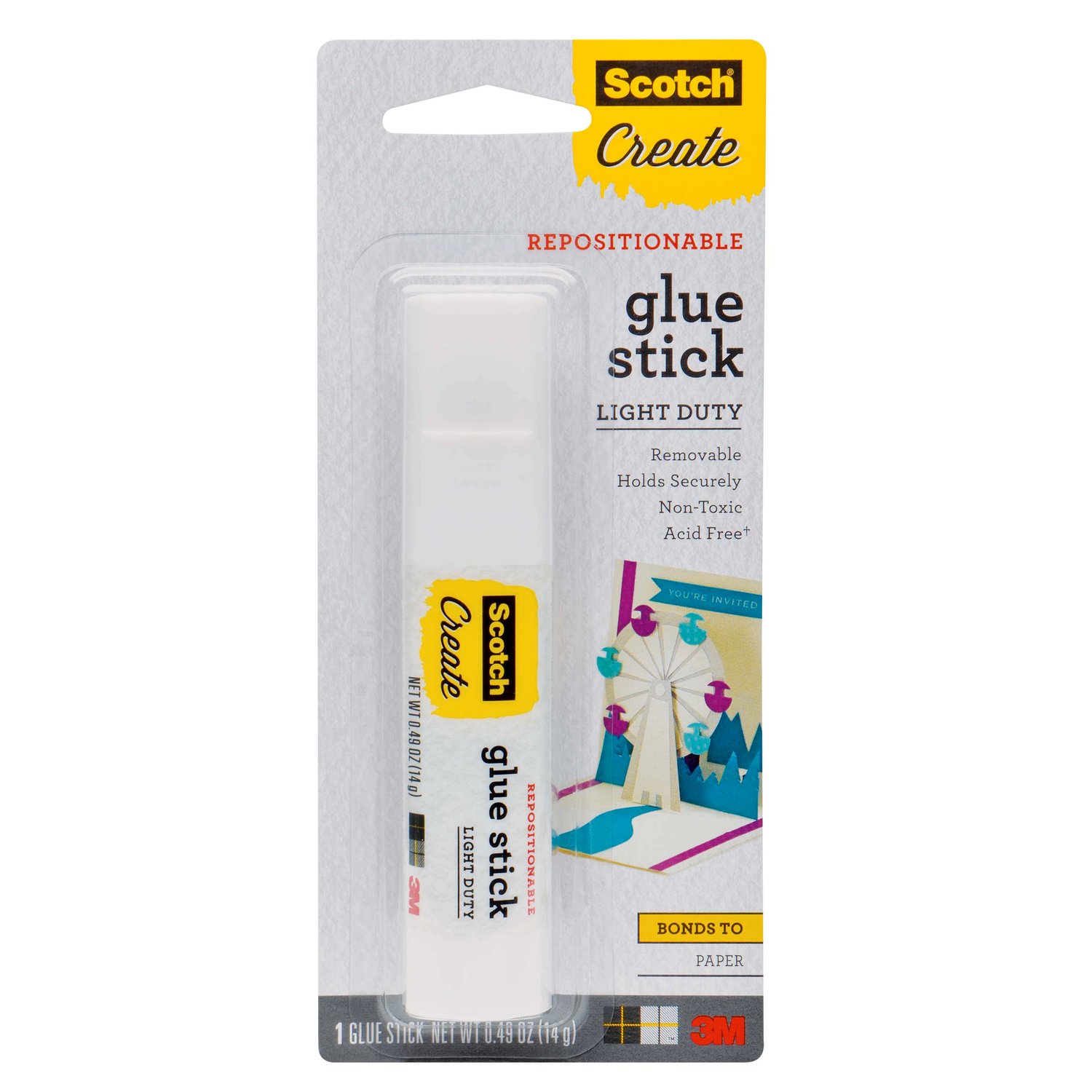 7100083602 - Scotch Repositionable Glue Stick 6314-CFT, 0.49 oz (14 g)