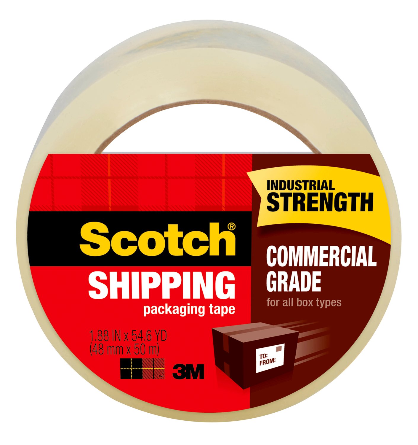 7010332952 - Scotch Commercial Grade Shipping Packaging Tape 3750, 1.88 in x 54.6 yd
(48 mm x 50 m)