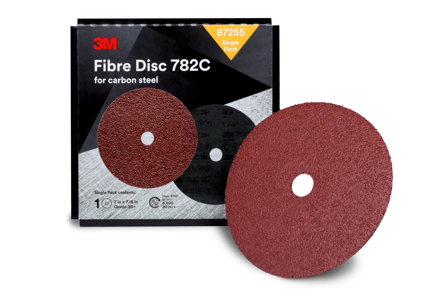 7100109880 - 3M Fibre Disc 782C, 7 in x 7/8 in, 36+, Trial Pack, 10 ea/Case