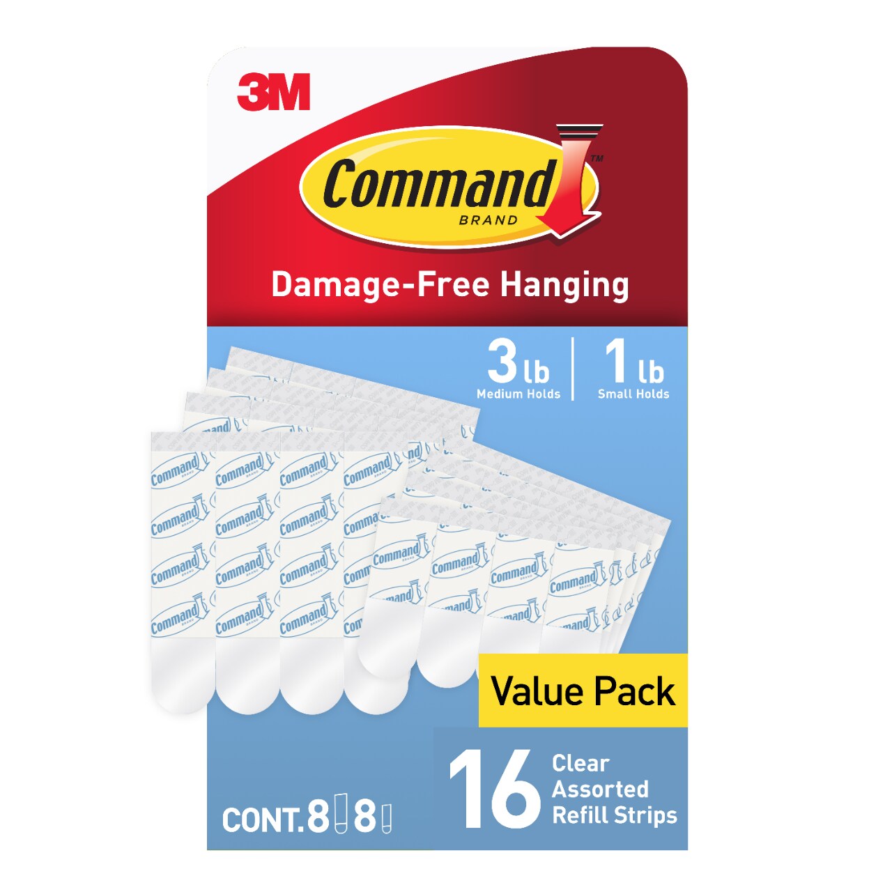 7100337351 - Command Mixed Clear Replacement Strips 17200CLR-16ESF, 16 Strips