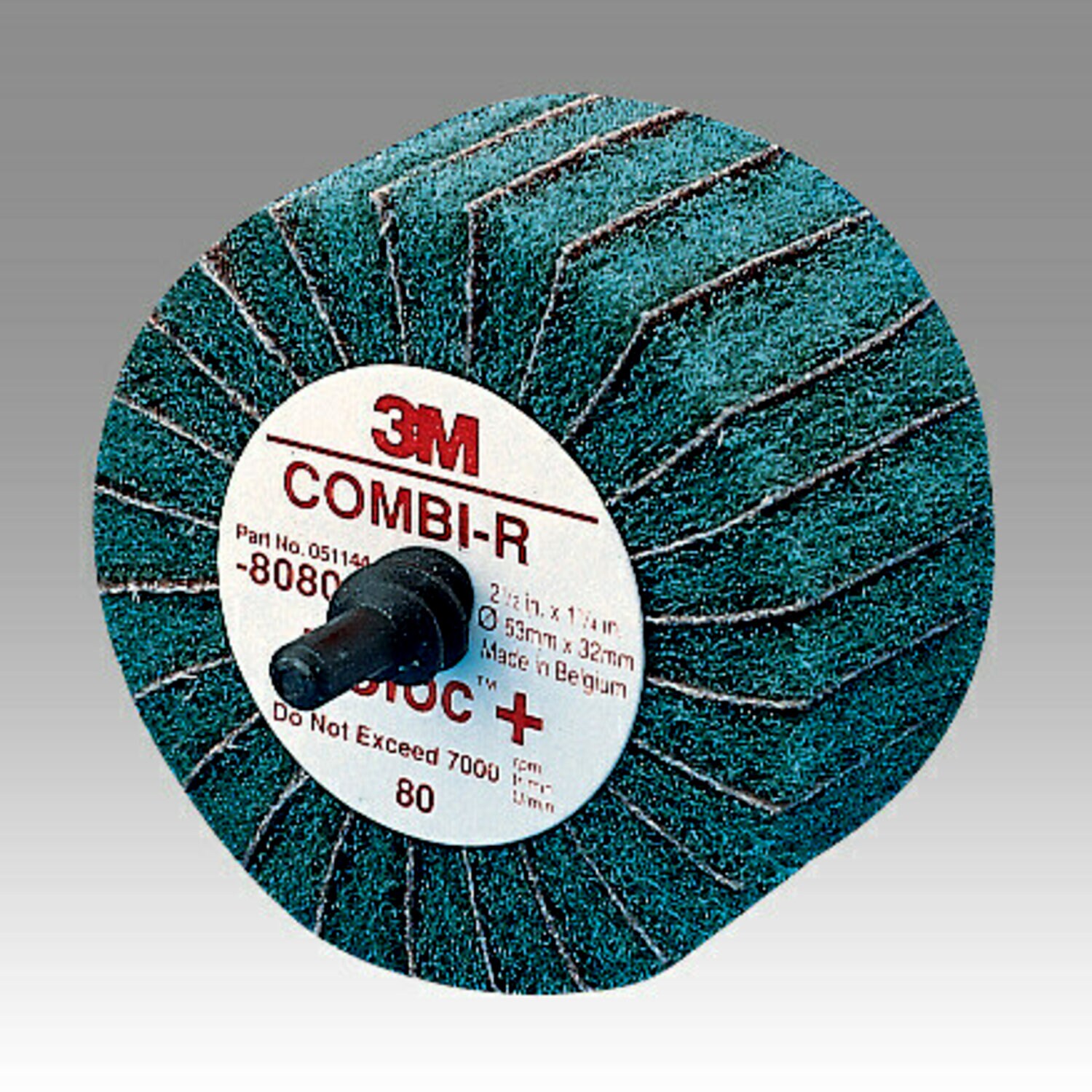 7000077960 - Scotch-Brite Roloc+ Combi-R Wheel 80802, 2-1/2 in x 1-1/4 in 80 X-weight, 10 ea/Case