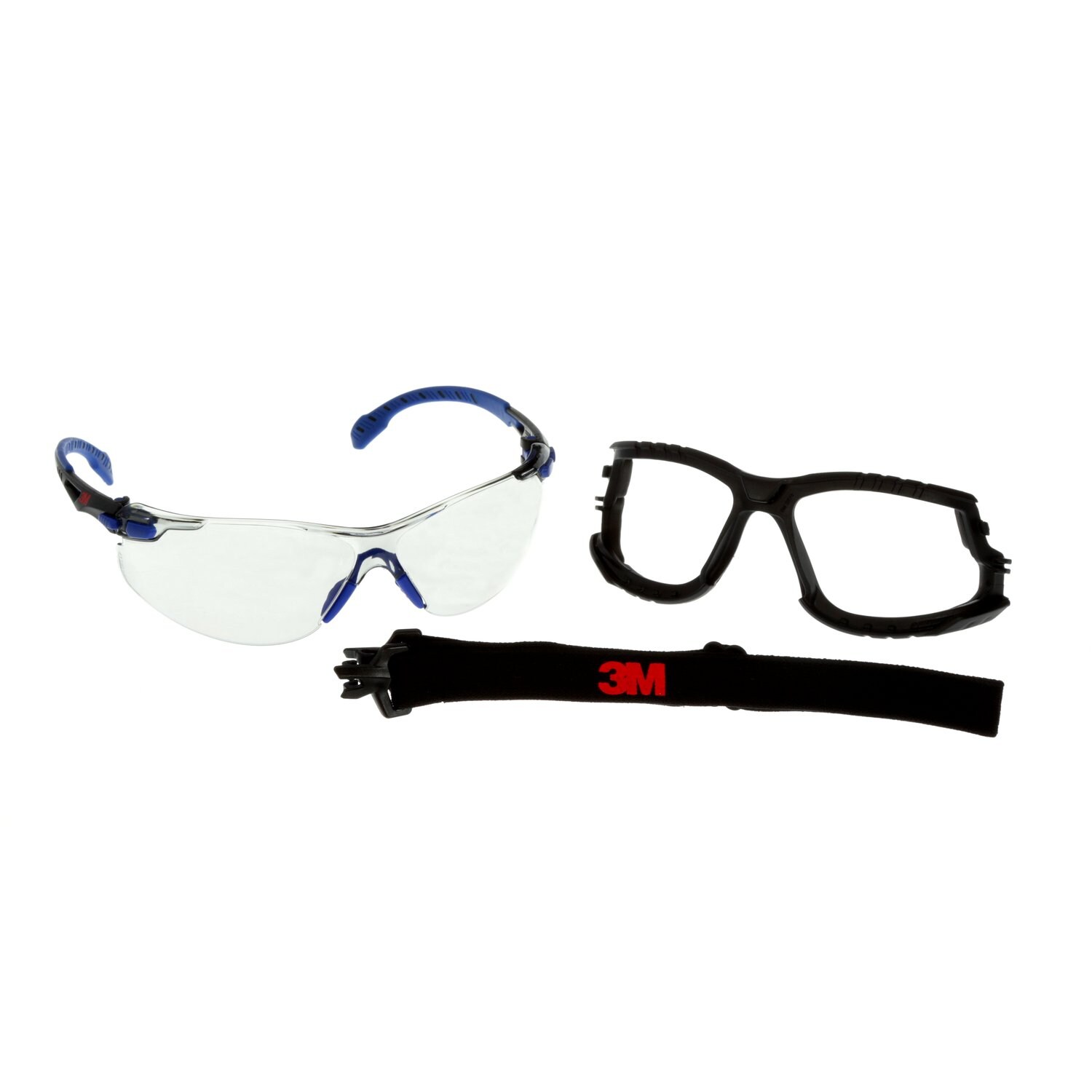 7100131819 - 3M Solus 1000-Series Safety Glasses S1107SGAF-KT, Kit, Foam, Strap, BLU/BLK, Indoor/Outdoor GRY Scotchgard Anti-Fog Lens, 20 EA/Case