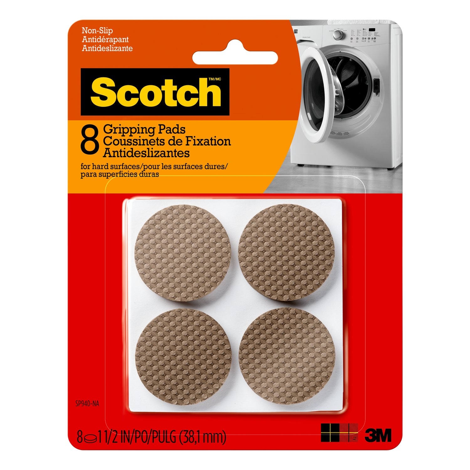 7100112866 - Scotch Gripping Pads, SP940-NA, Brown, 1 1/2 inch