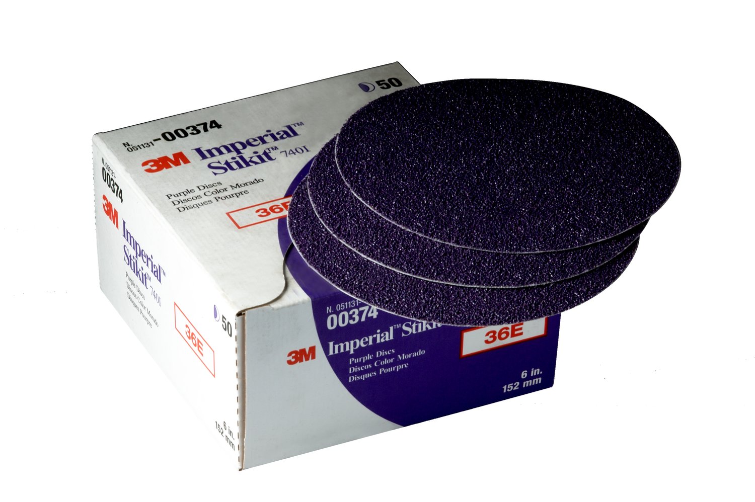 7010359431 - 3M Imperial Stikit Disc, 00374, 6 in, 36E, 50 discs per carton, 4 cartons per case