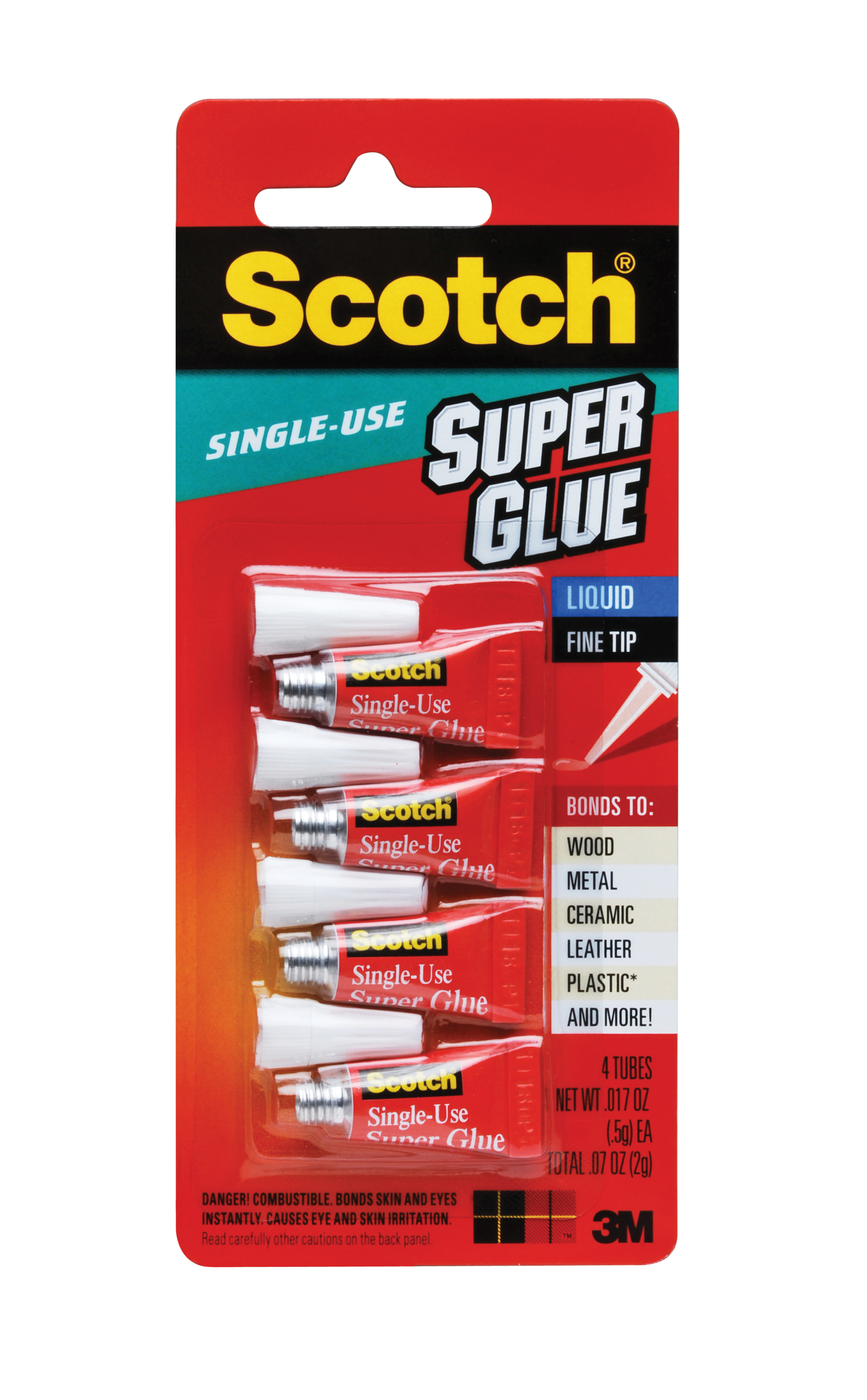 Scotch Super Glue Liquid Ad114 4 Pack Of Single Use Tubes 017 Oz Each Aircraft Products Na