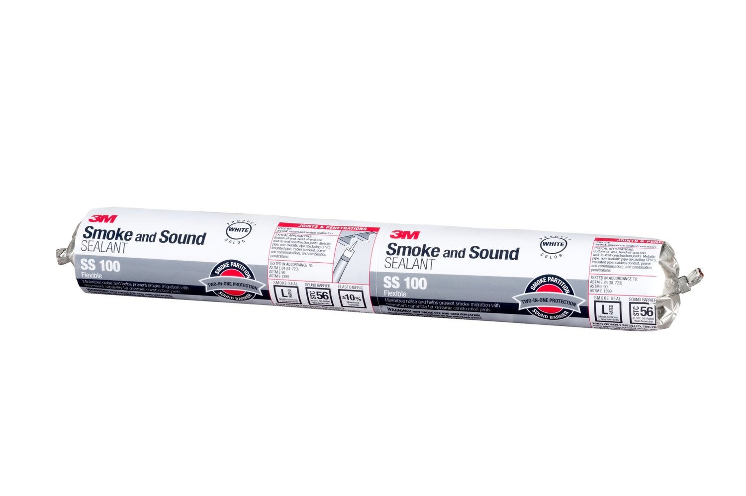 7100038650 - 3M Smoke and Sound Sealant SS 100, White, 20 fl oz Sausage Pack,
12/Case