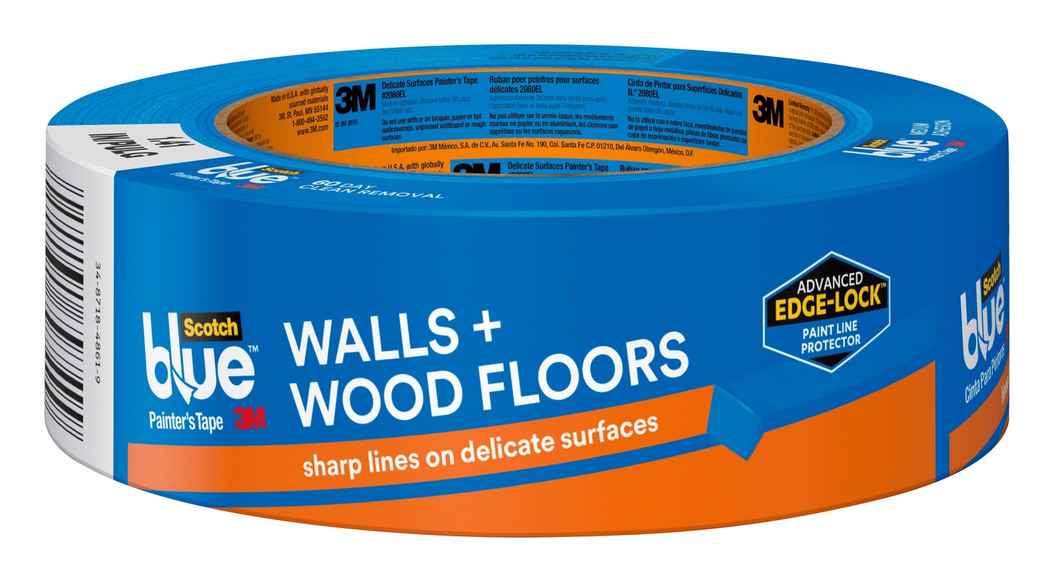 7100105084 - ScotchBlue WALLS + WOOD FLOORS Painter's Tape 2080EL-36CVP, 1.41 in x
60 yd (36 mm x 54,8 m), 1 Roll/Pack