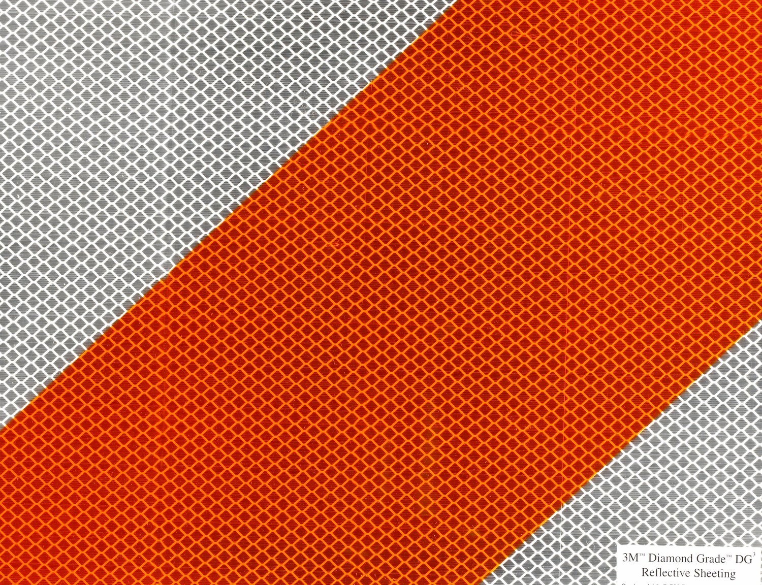 7100113181 - 3M Diamond Grade DG³ Pre-Striped Barricade Sheeting 444R, Orange/White, 4 inch Stripe/Right, Configurable Roll