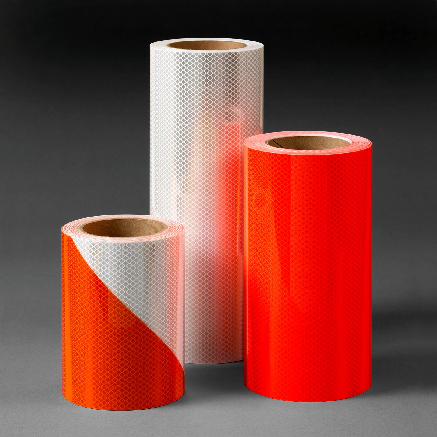 7010345020 - 3M Diamond Grade DG³ Pre-Striped Barricade Sheeting 444R, Orange/White, 4 inch Stripe/Right, 12 in x 50 yd, 1 Roll/Case