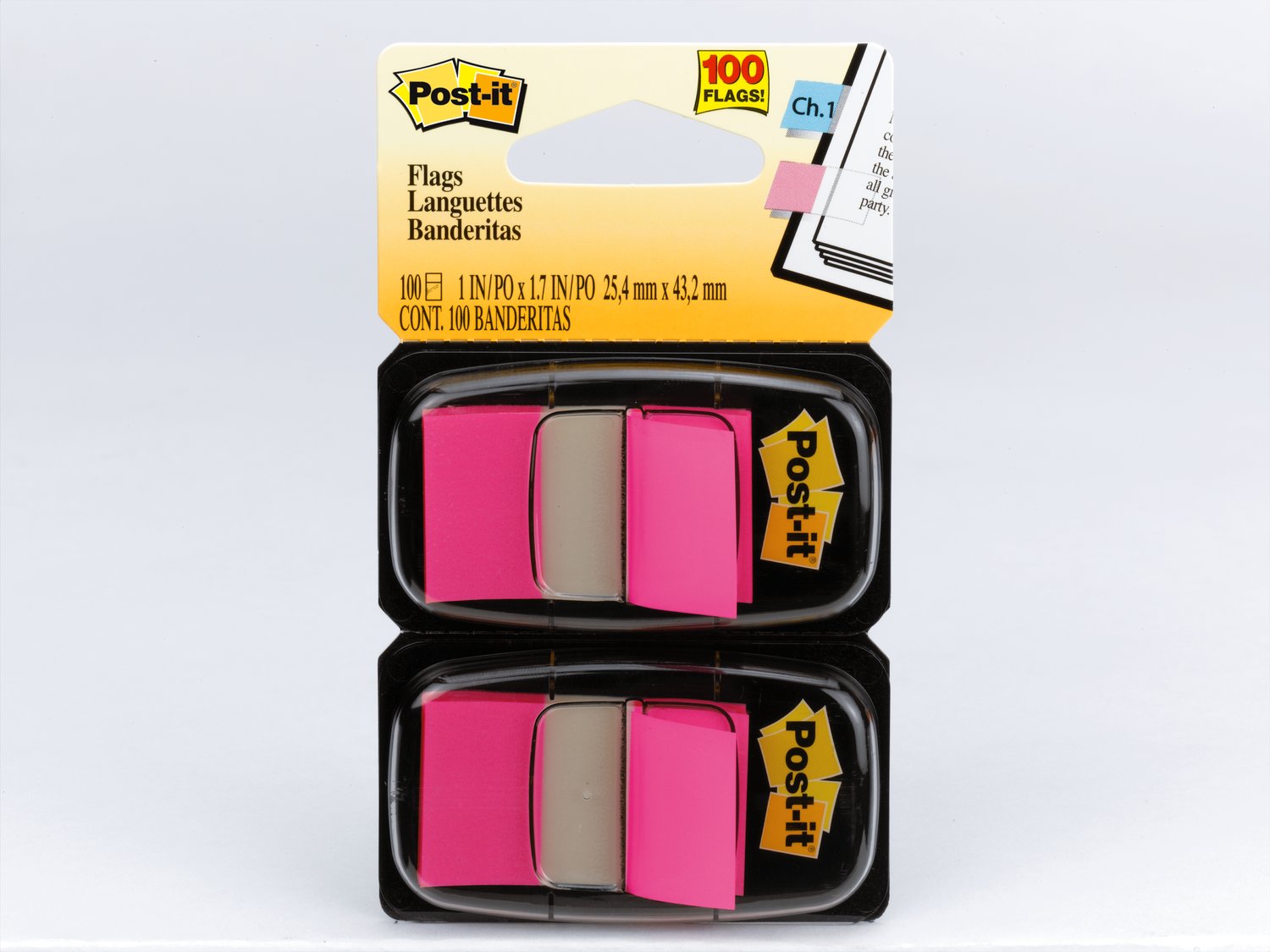 7000052451 - Post-it Flags 680-BP2, 1 in. x 1.7 in. (2.54 cm x 4.31 cm) Bright Pink, 2-pk