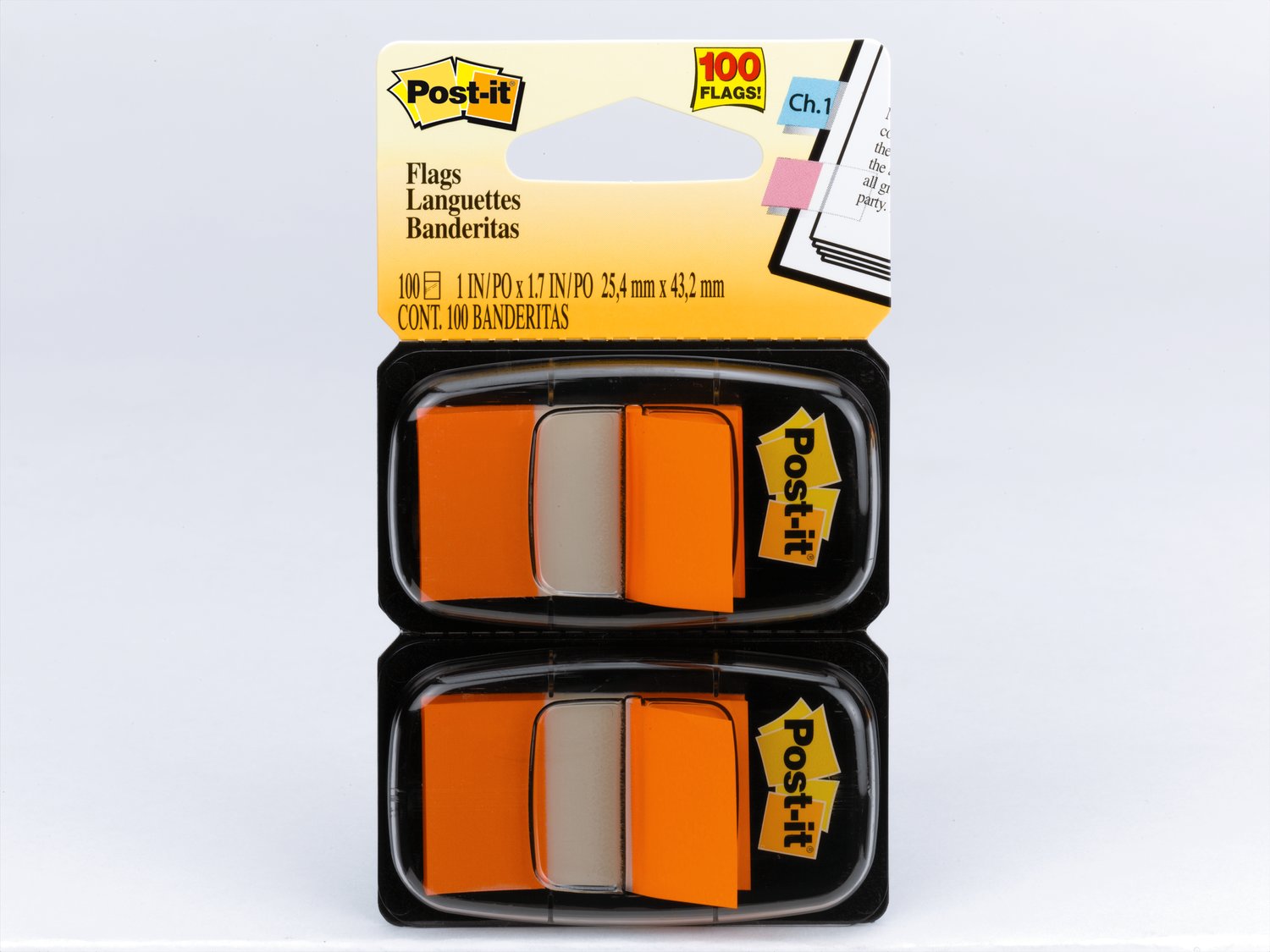 7100030634 - Post-it Flags 680-OE2, 1 in. x 1.7 in. (2.54 cm x 4.31 cm) Orange, 2-pk