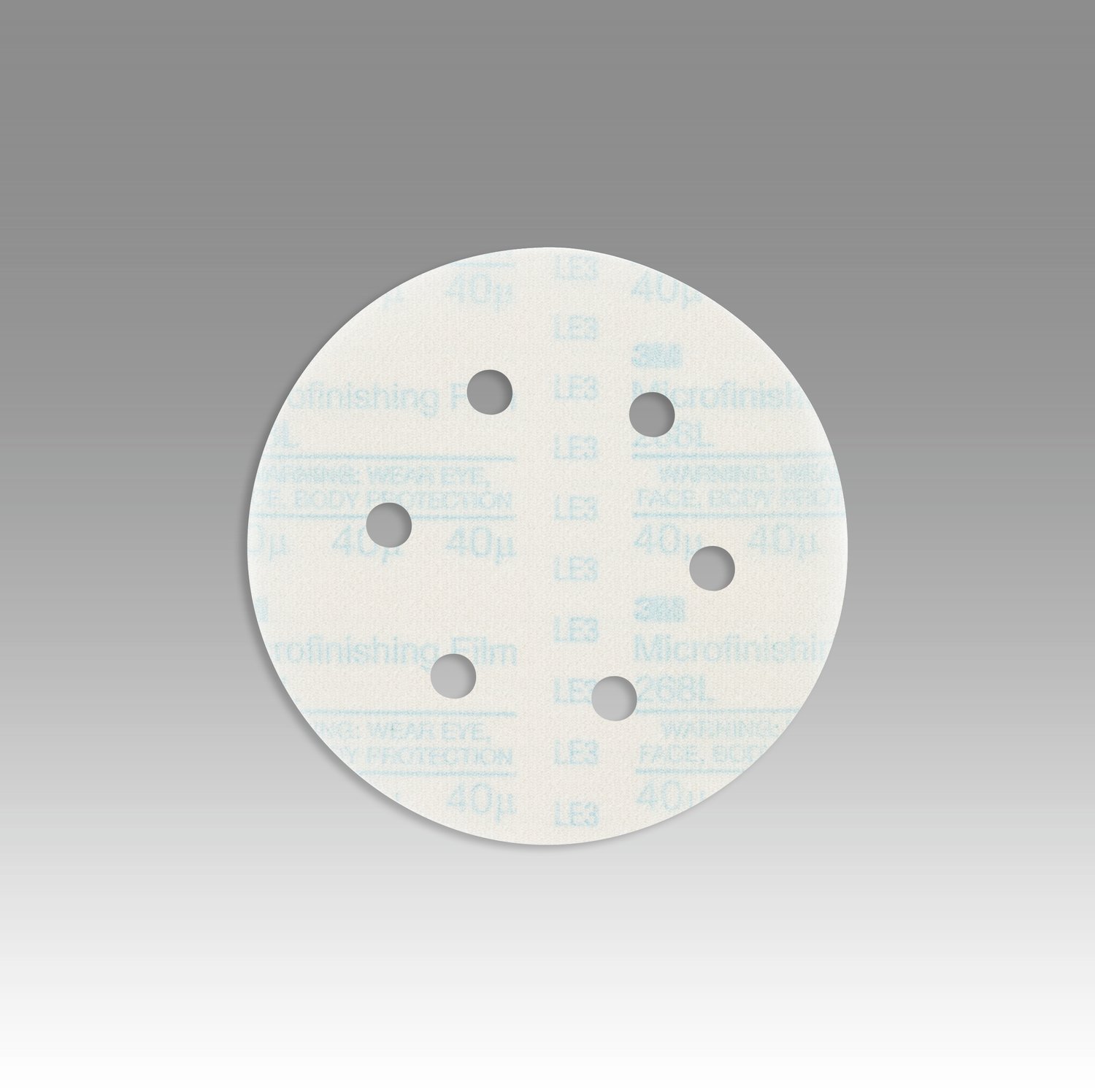 7010359501 - 3M Hookit Microfinishing Film Disc 268L, 40 Mic 3MIL, Type D, 6 in x NH, D/F 8HL, Die 600HY, 25/Bag, 500 ea/Case
