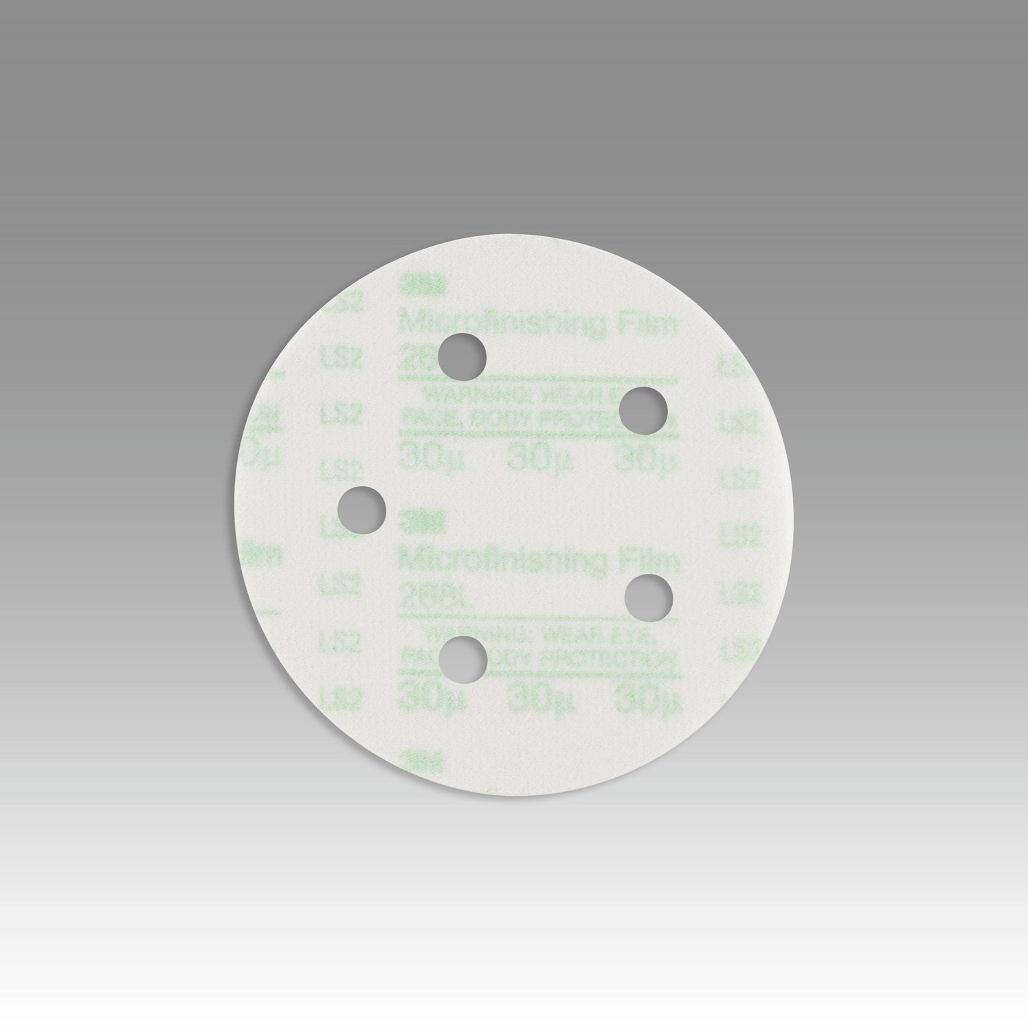 7010365201 - 3M Hookit Microfinishing Film Disc 268L, 30 Mic 3MIL, Type D, 5 in x NH, D/F 5HL, Die 500FH, 25/Carton, 500 ea/Case