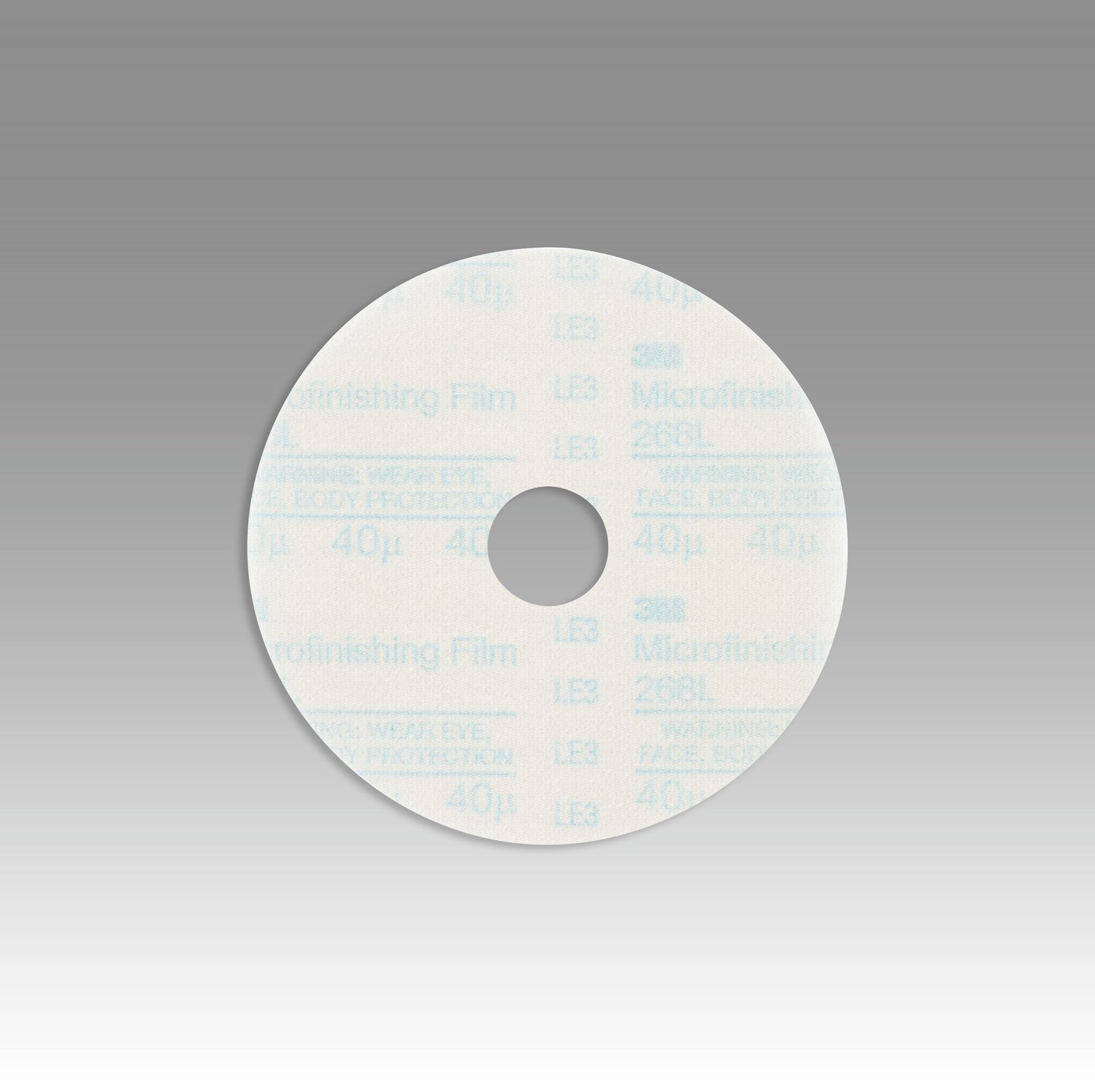 7100065092 - 3M Hookit Microfinishing Film Disc 268L, 40 Mic 3MIL, Type D, 3 in x 7/8 in, Die 300M, 1000 ea/Case