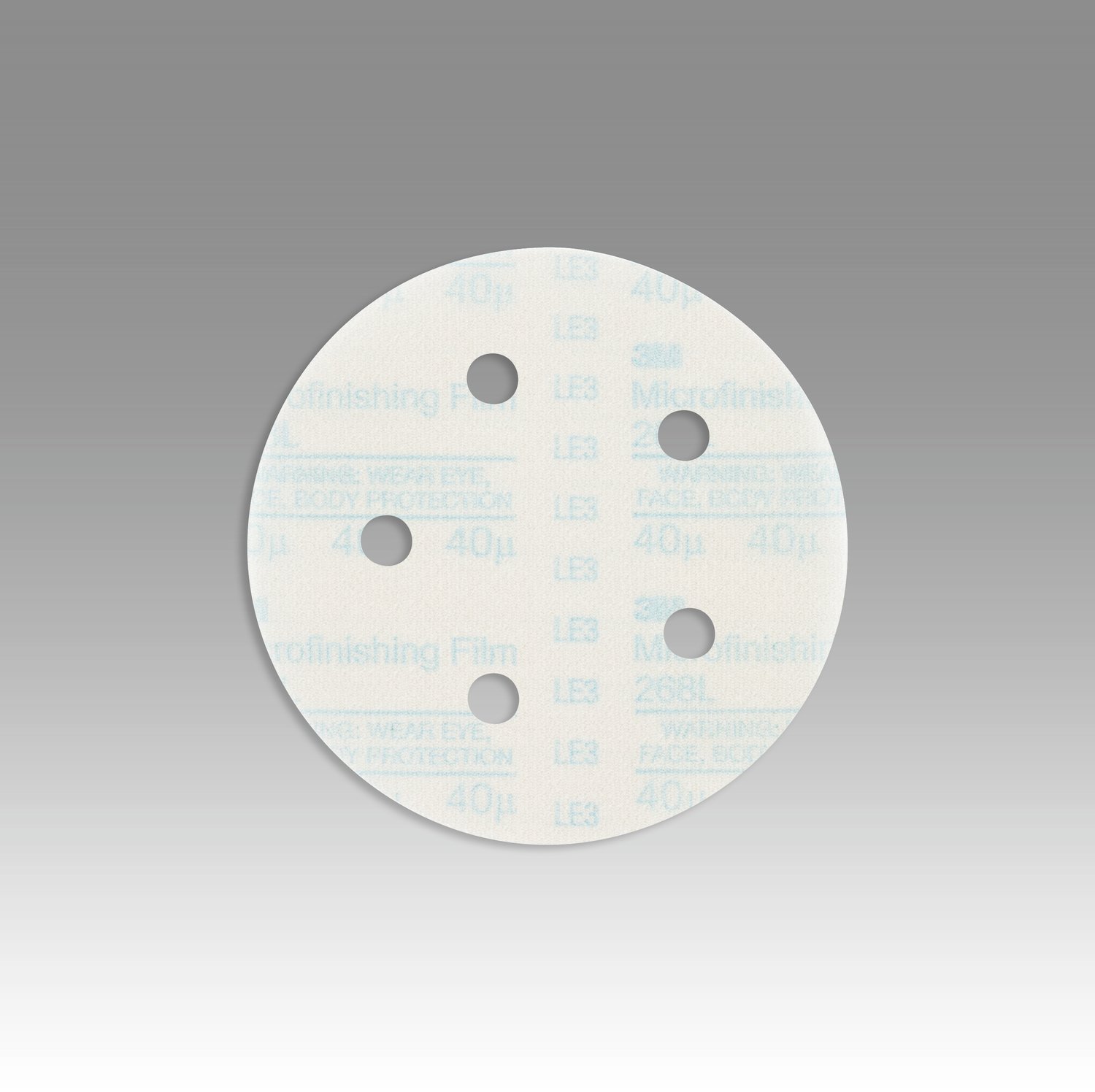 7010325355 - 3M Hookit Microfinishing Film Disc 268L, 40 Mic 3MIL, Type D, 5 in x NH, D/F 5HL, Die 500FH, 25/Bag, 500 ea/Case