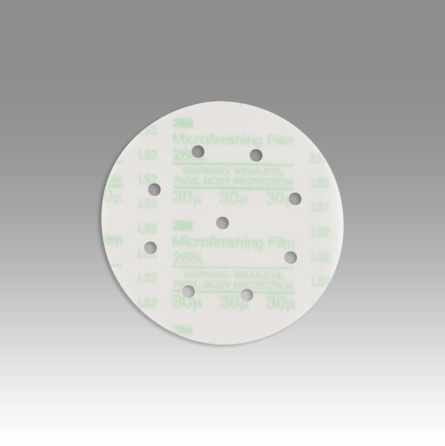 7010325361 - 3M Hookit Microfinishing Film Disc 268L, 30 Mic 3MIL, Type D, 6 in x 1/4 in, D/F 8HL, Die 600JX, 25/Bag, 500 ea/Case