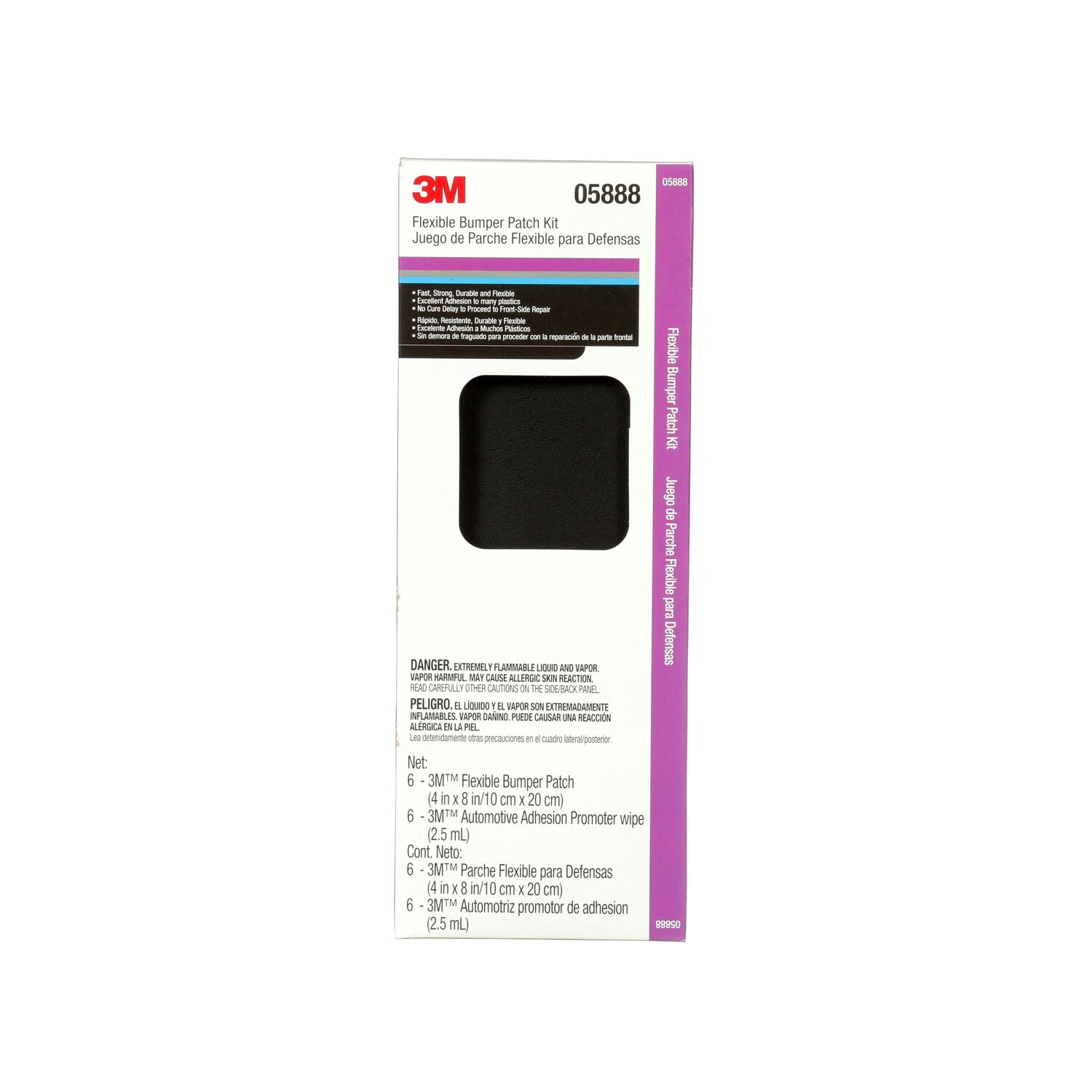7000045602 - 3M Flexible Bumper Patch Kit, 05888, Black, 4 in x 8 in, 1 per case