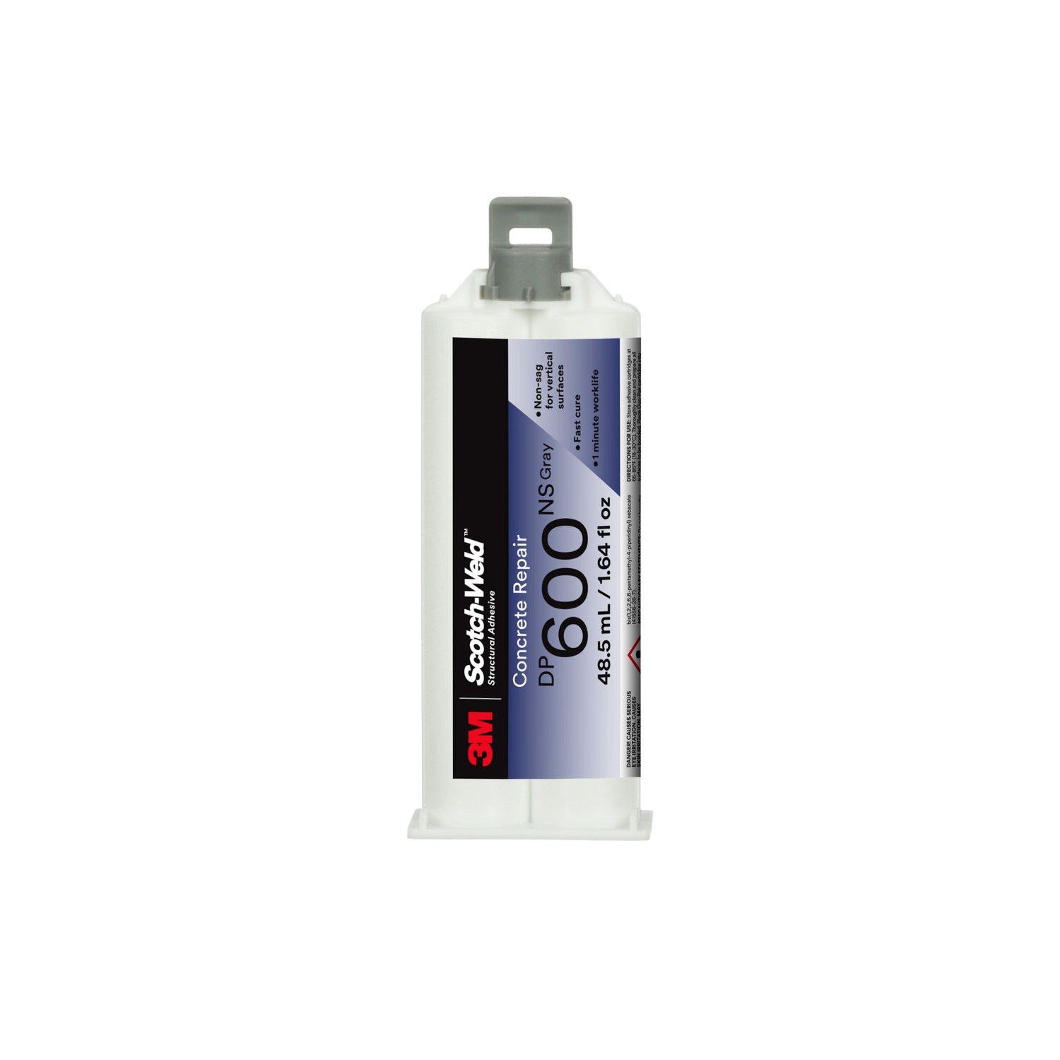 7100148747 - 3M Scotch-Weld Concrete Repair DP600NS, Gray, Non-Sag, 48.5mL Duo-Pak, 12/Case