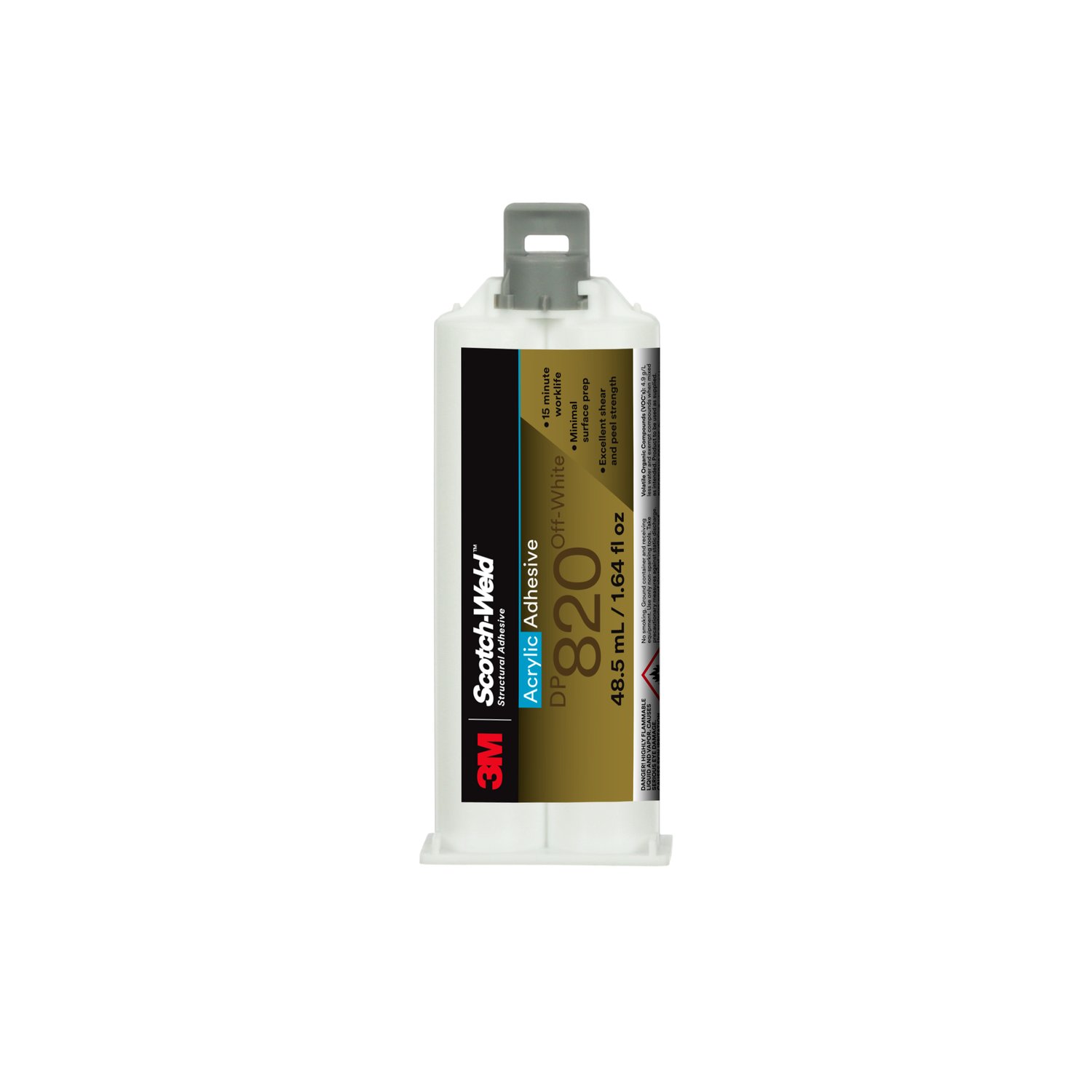 7010412194 - 3M Scotch-Weld Acrylic Adhesive DP820, Off-White, 48.5 mL Duo-Pak, 12/Case