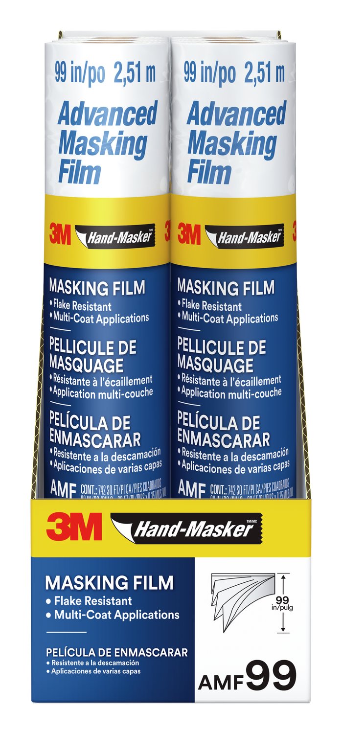 7100155268 - 3M Hand-Masker Advanced Masking Film, AMF99-8C, 99 in x 90 ft x .35
mil (2.51 m x 27.4 m x .00889 mm)