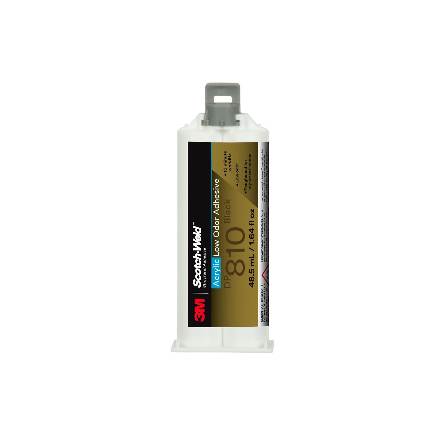 7100148732 - 3M Scotch-Weld Low Odor Acrylic Adhesive DP810, Black, 48.5 mL Duo-Pak, 12/Case