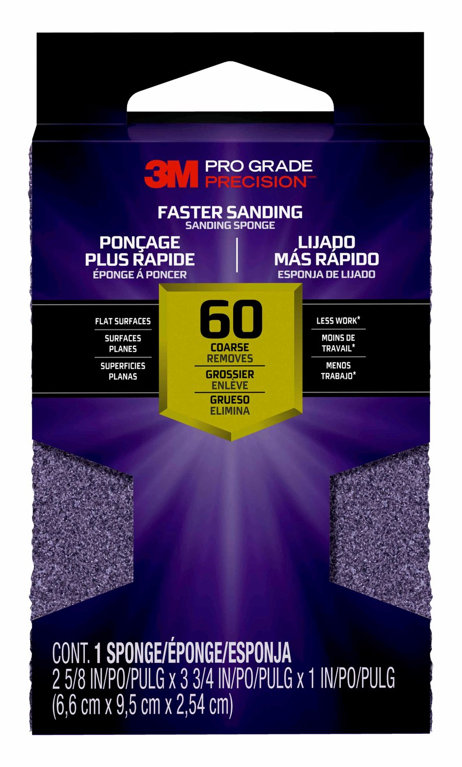 7100169978 - 3M Pro Grade Precision Faster Sanding Block Sponge, 24000TRIP-M-B, 2 5/8 in x 3.75 in x 1 in, Coarse, 12/cs