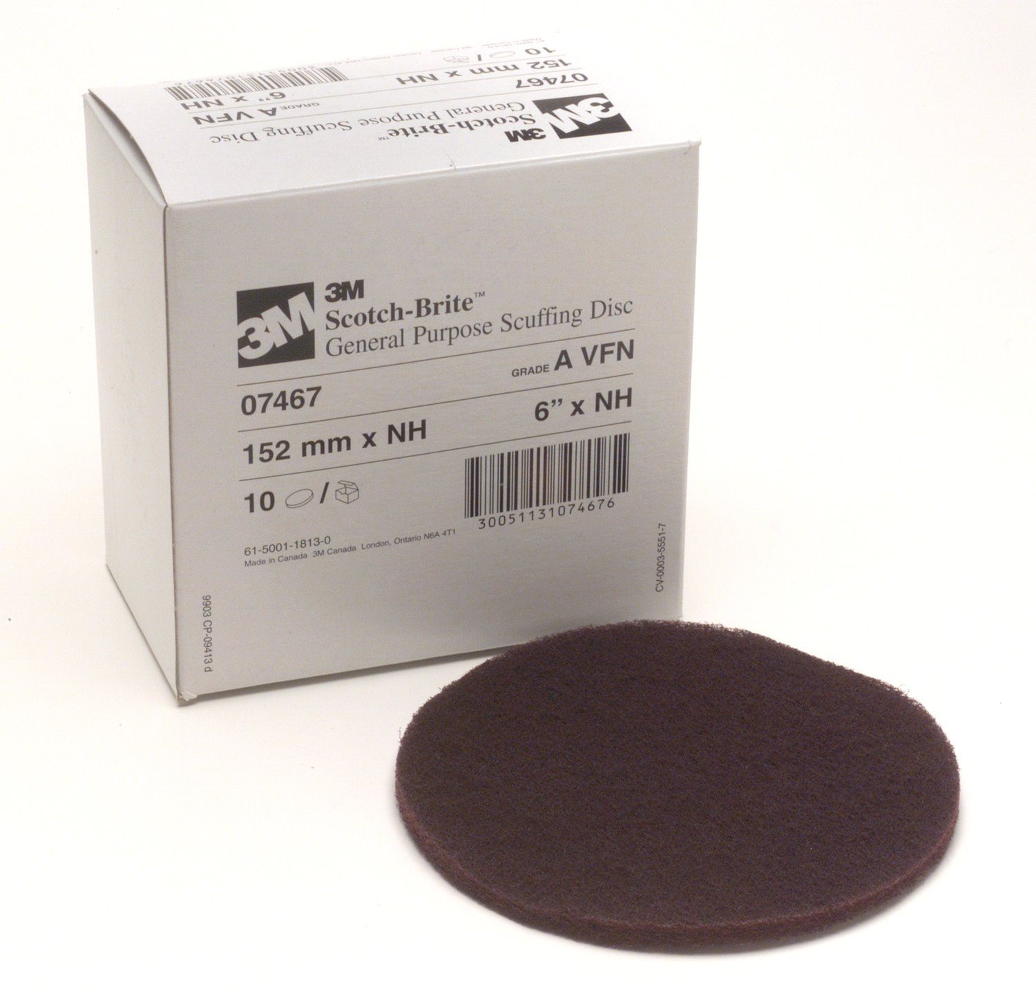 7000120838 - Scotch-Brite Scuffing Disc, 07467, A/O Very Fine, 6 in x NH, 10/Carton, 40 ea/Case