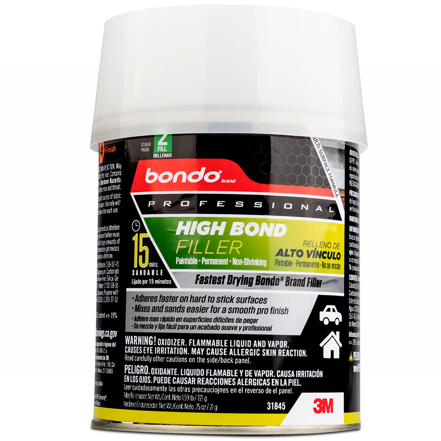 7100150908 - Bondo Professional High Bond Filler 31845, 1.59 lb, 12/Case