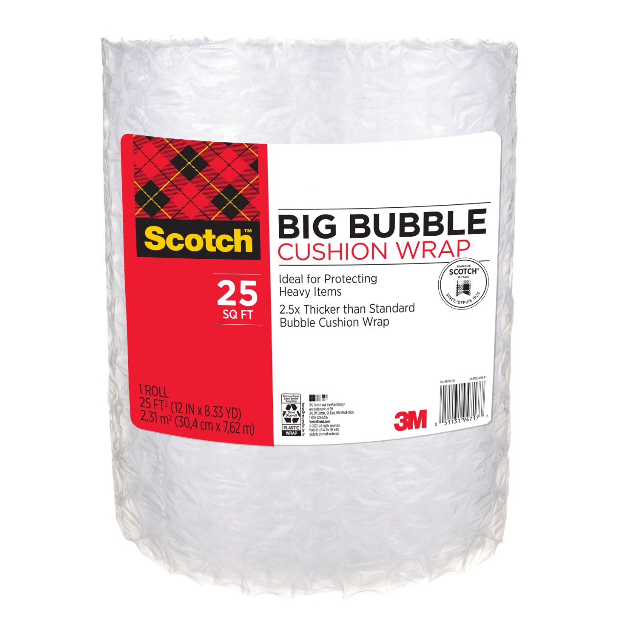 7100377474 - Scotch Big Bubble Wrap BB7912-25, 12 in x 25 ft