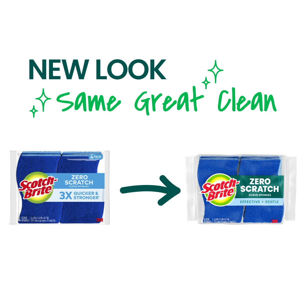 7100332011 - Scotch-Brite Zero Scratch Scrub Sponge 524-9, 4 each/pack, 9 packs/case
