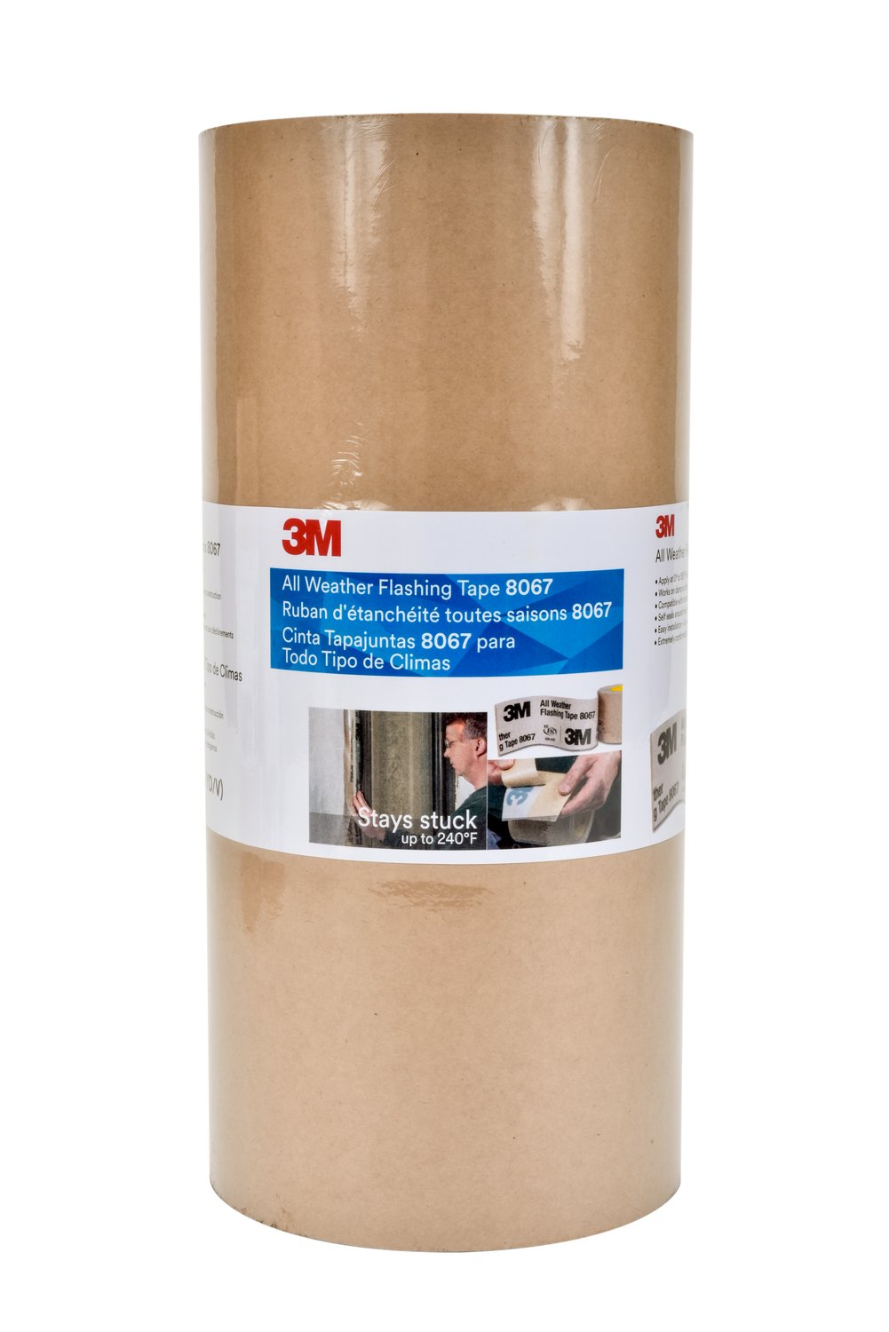 7100079743 - 3M All Weather Flashing Tape 8067, Tan, 12 in x 75 ft, 4 Rolls/Case, Slit Liner (2-10 Slit)