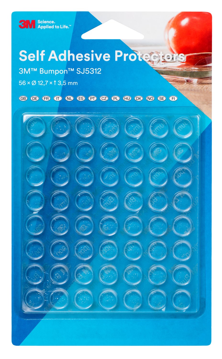 7100145643 - 3M Bumpon SJ5312Bl Elastic Buffer Minipack, Transparent, 56 Pieces, 12.7 x 3.5 mm, 18 Pack/Case
