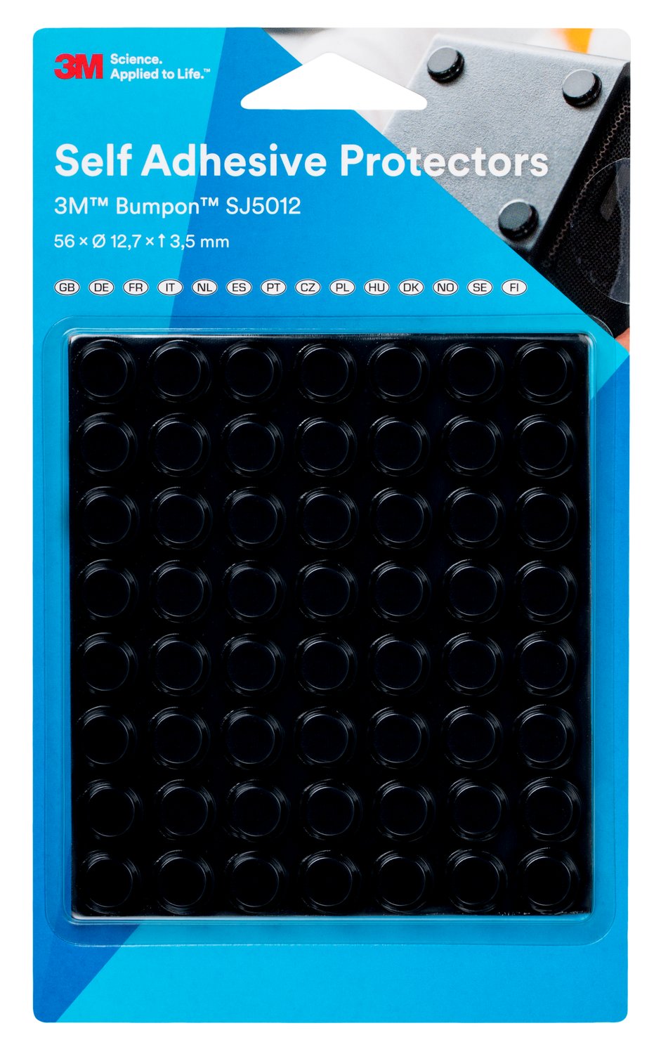 7100145640 - 3M Bumpon SJ5012Bl Elastic Buffer Mini-Pack, Black, 56 Pieces, 12.7 x 3.5 mm, 18 Pack/Case