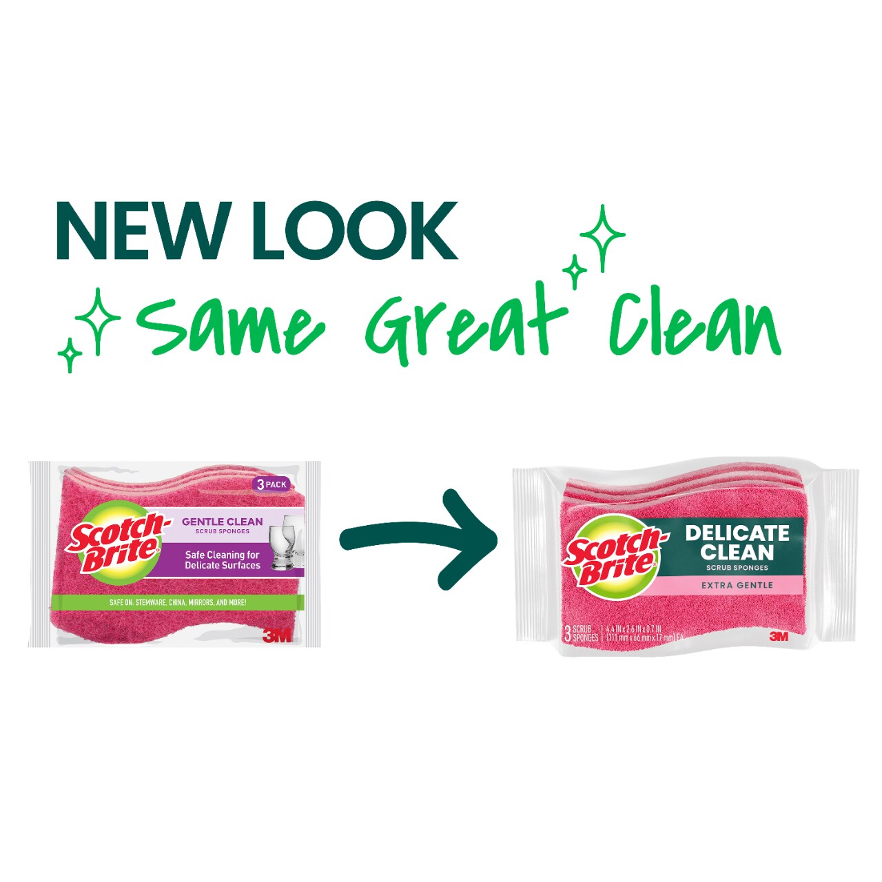 7100334070 - Scotch-Brite Delicate Clean Scrub Sponge DD-3-8, 8/3