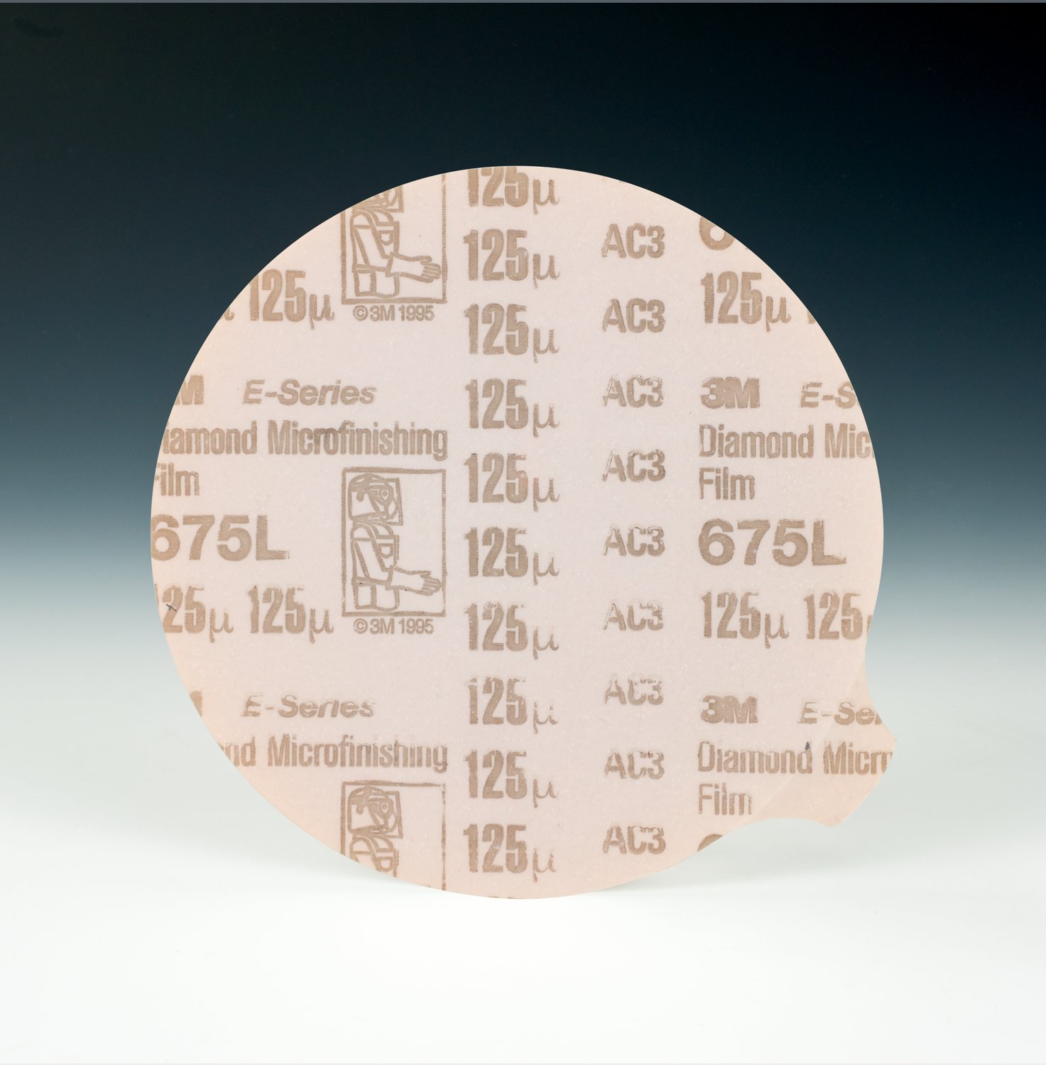 7010509818 - 3M Diamond Microfinishing Film PSA Disc 675L, 125 Mic 6MIL, Orange, 4
in x NH, Die 400BB