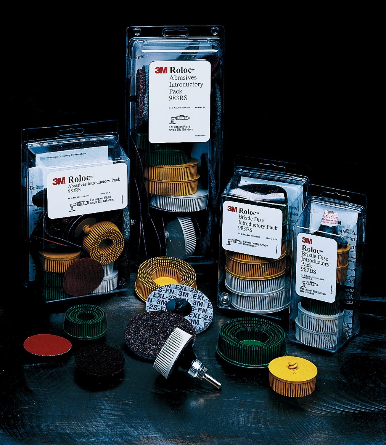 7000120925 - 3M Roloc Bristle Disc Kit 983BS, 3 in, 5 Packs/Case